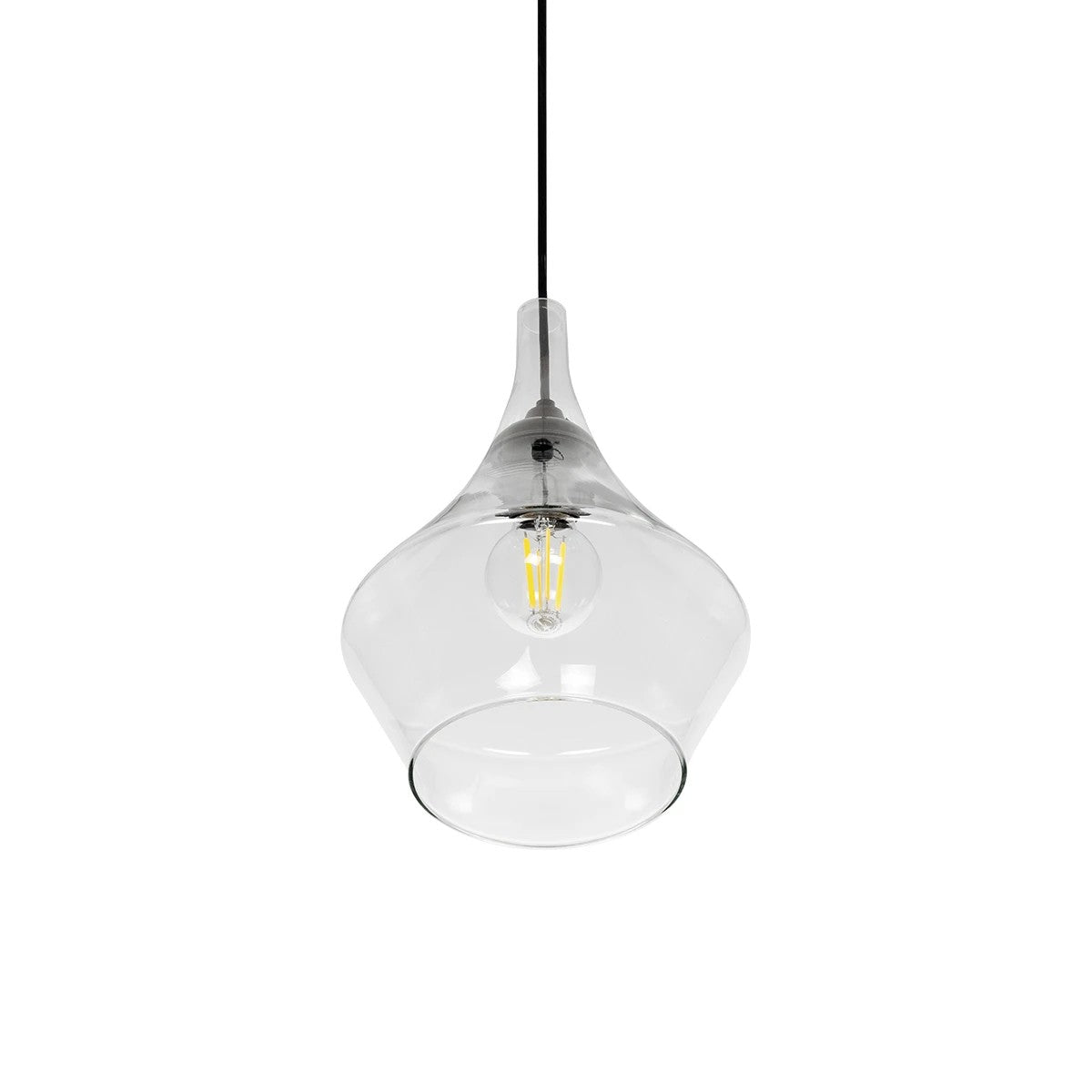 GLOBOSTAR® TORU 206-0042 Μοντέρνο Κρεμαστό Φωτιστικό Οροφής με Ντουί 1 x E27 AC 220-240V IP20 - Διάφανο - Μ20 x Π20 x Υ31cm - ledmania.gr