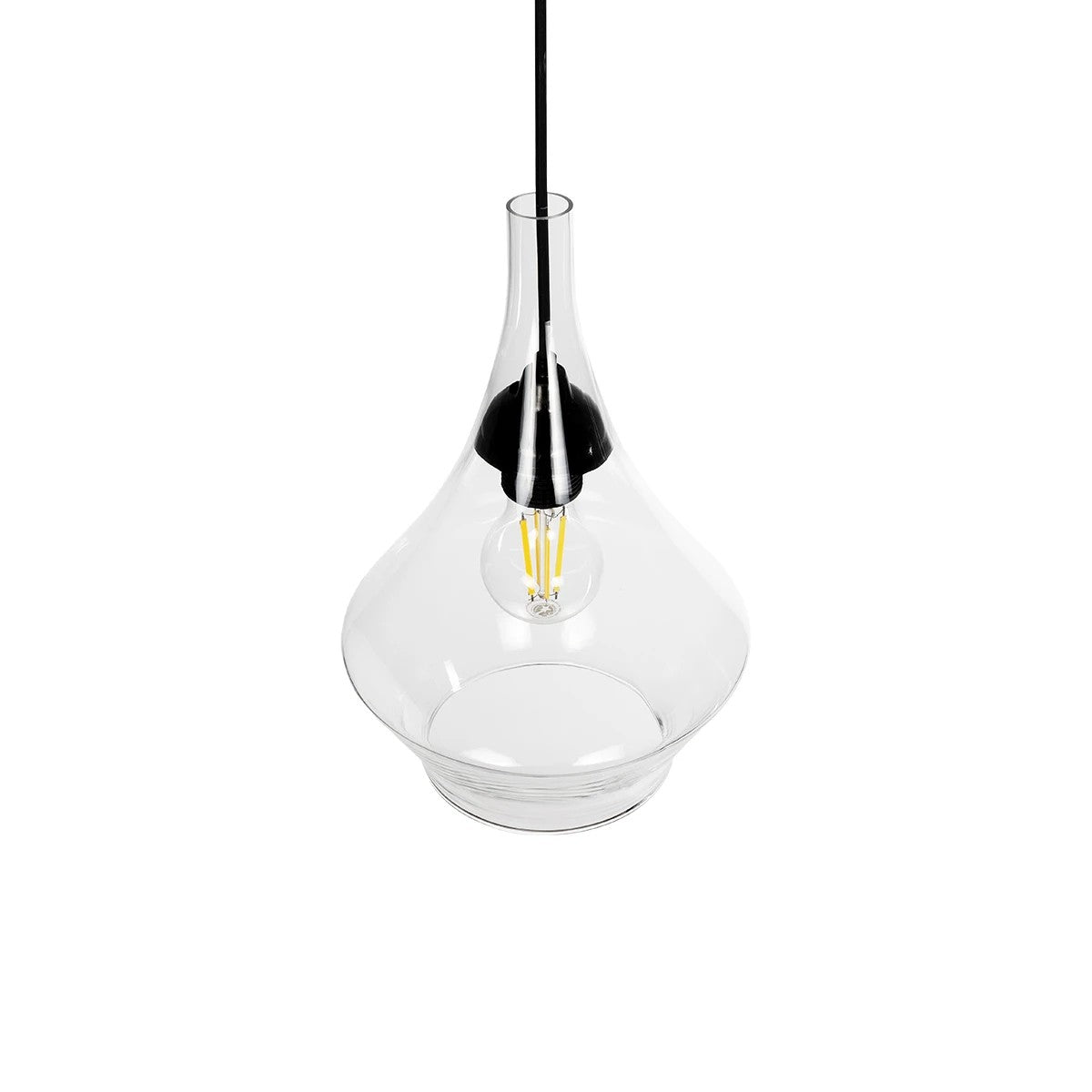 GLOBOSTAR® TORU 206-0042 Μοντέρνο Κρεμαστό Φωτιστικό Οροφής με Ντουί 1 x E27 AC 220-240V IP20 - Διάφανο - Μ20 x Π20 x Υ31cm - ledmania.gr