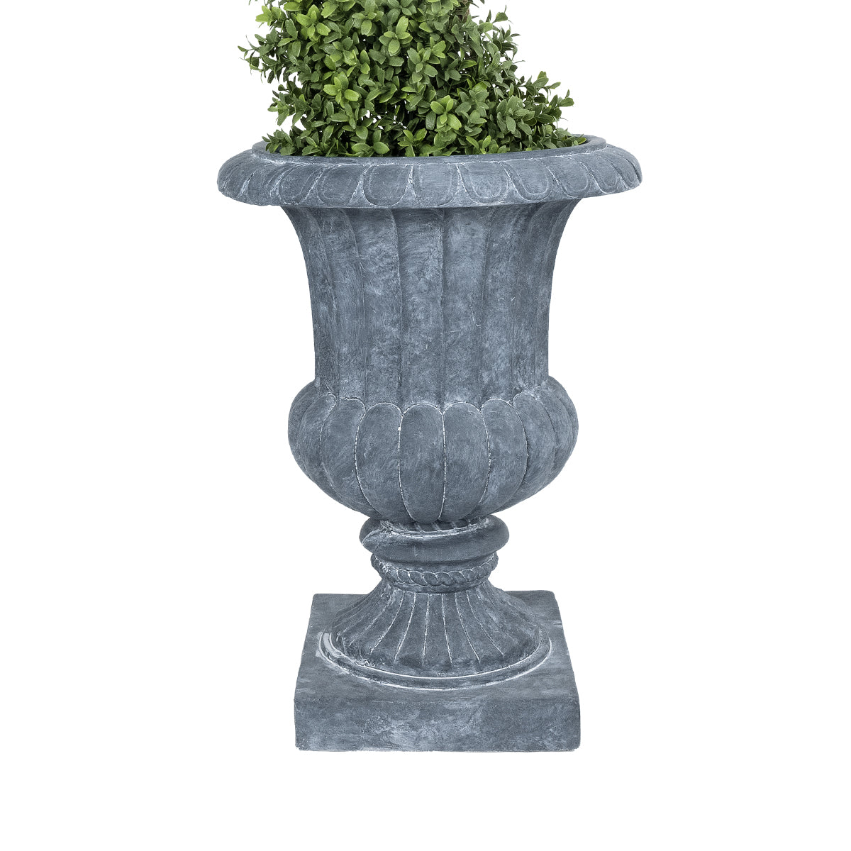 GloboStar® Artificial Garden ALCAZAR 20778 Επιδαπέδιο Πολυεστερικό Τσιμεντένιο Κασπώ Γλάστρα - Flower Pot Γκρι Φ38 x Υ51cm - ledmania.gr