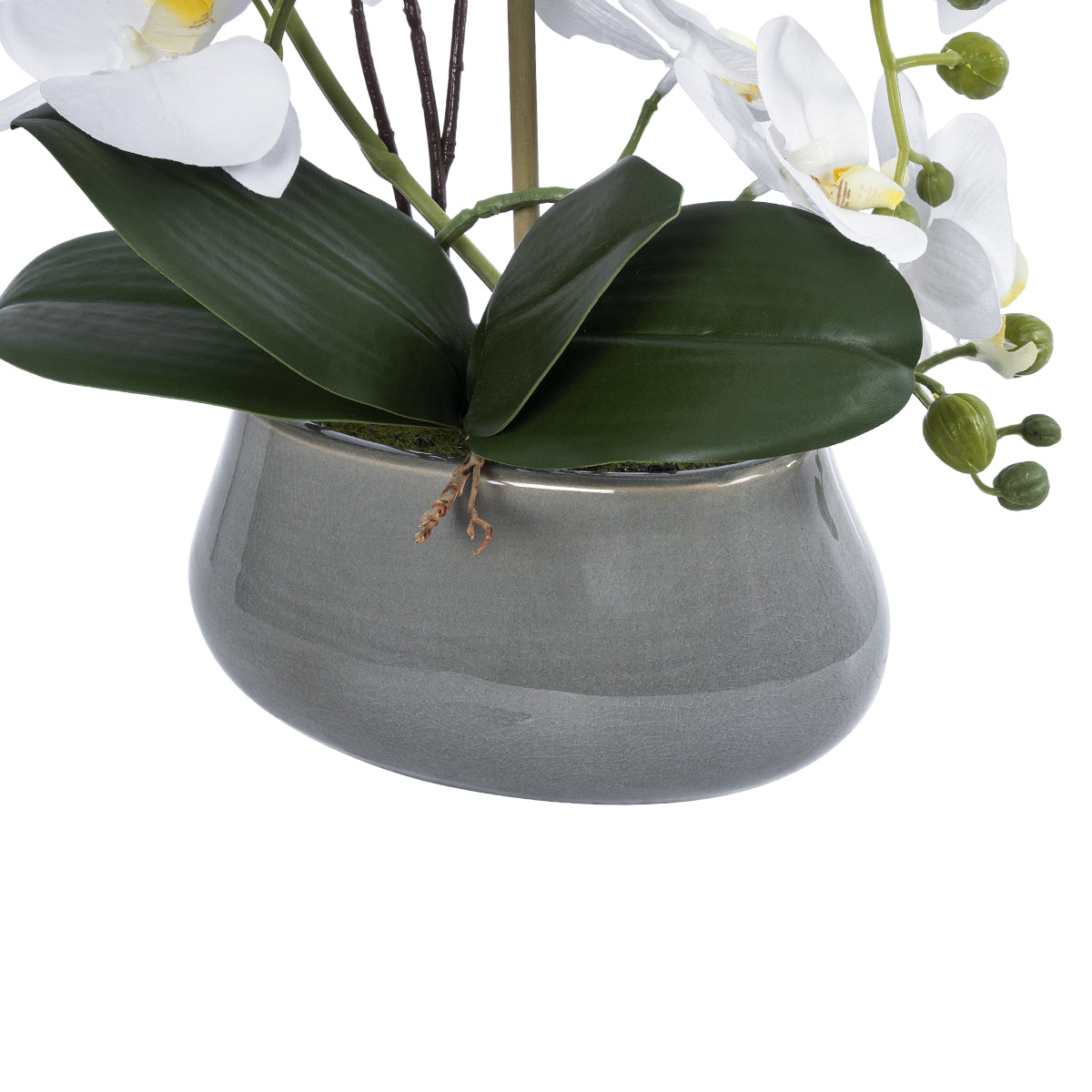 GloboStar® Artificial Garden WHITE ORCHID 21120 Διακοσμητικό Φυτό Λευκή Ορχιδέα Υ43cm - ledmania.gr
