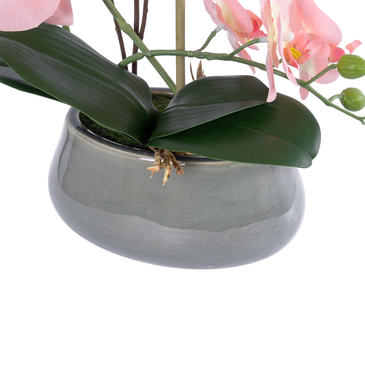 GloboStar® Artificial Garden SALMON PINK ORCHID 21122 Διακοσμητικό Φυτό Ροζ-Πορτοκαλί Ορχιδέα Υ43cm - ledmania.gr