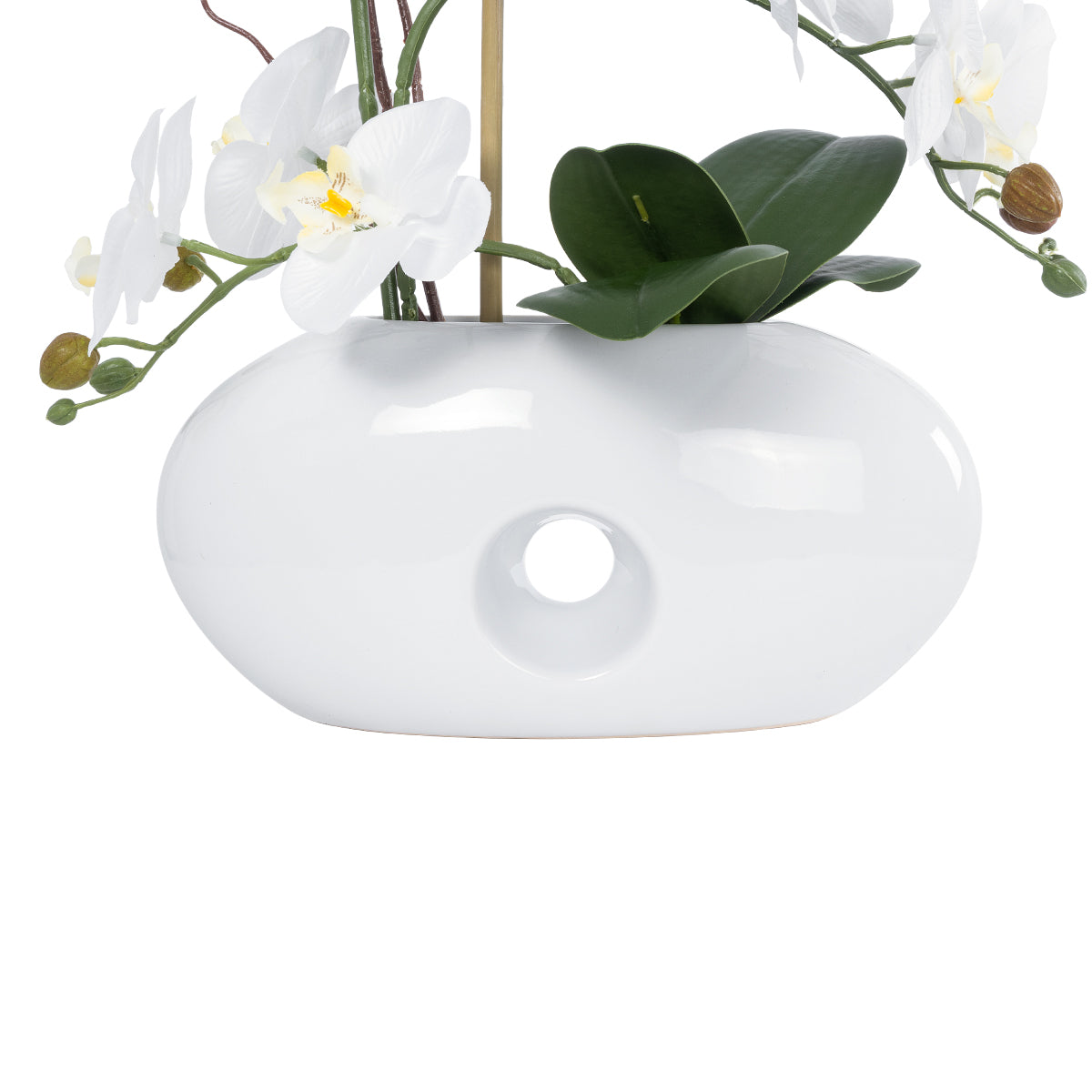 GloboStar® Artificial Garden WHITE ORCHID 21125 Διακοσμητικό Φυτό Λευκή Ορχιδέα Υ42cm - ledmania.gr