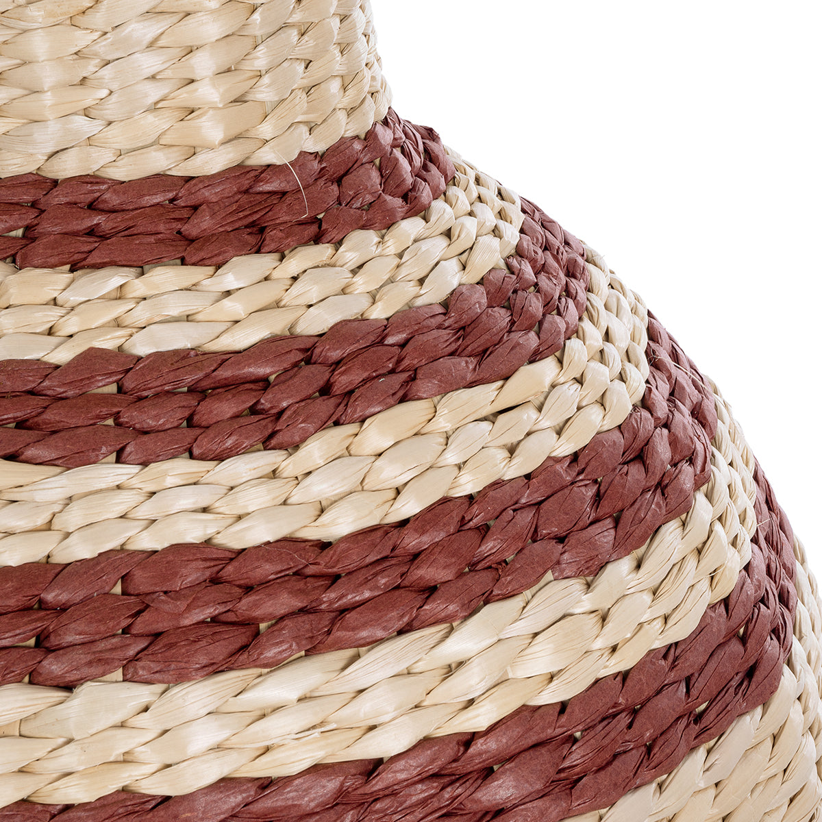 GloboStar® Artificial Garden PALERMO 21231 Διακοσμητικό Πλεκτό Καλάθι - Κασπώ Γλάστρα - Flower Pot Μπεζ με Μπορντό Φ38cm x Υ50cm - ledmania.gr