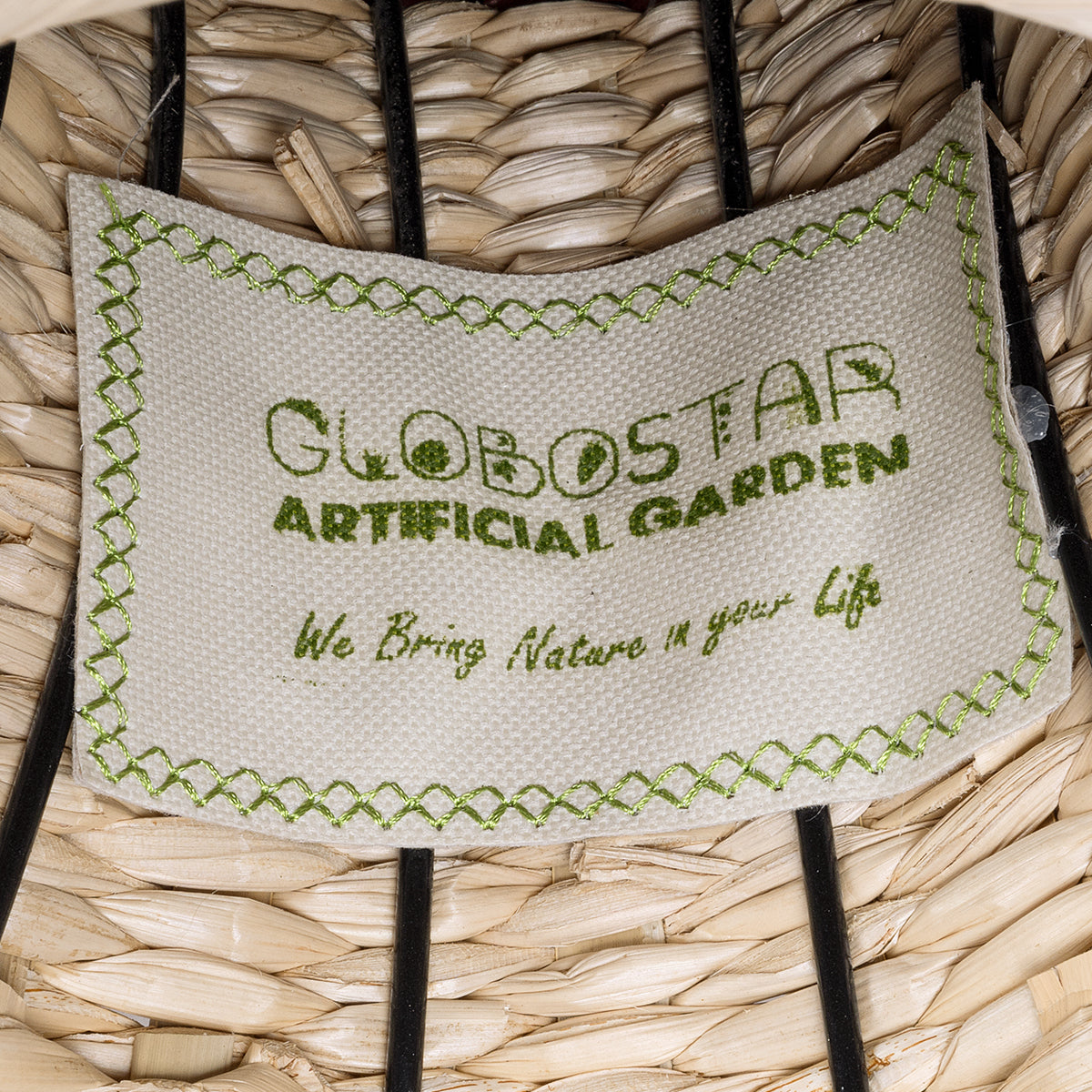 GloboStar® Artificial Garden PALERMO 21231 Διακοσμητικό Πλεκτό Καλάθι - Κασπώ Γλάστρα - Flower Pot Μπεζ με Μπορντό Φ38cm x Υ50cm - ledmania.gr