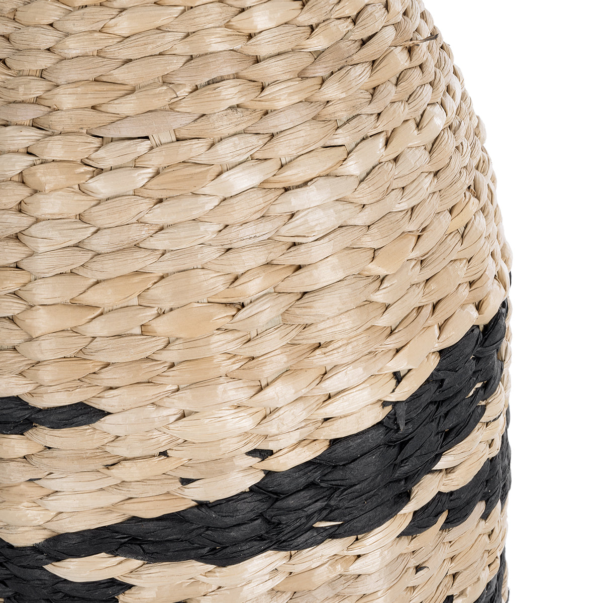 GloboStar® Artificial Garden AQABA 21243 Διακοσμητικό Πλεκτό Καλάθι - Κασπώ Γλάστρα - Flower Pot Μπεζ με Μαύρο Φ20cm x Υ60cm - ledmania.gr