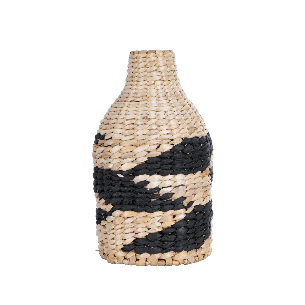 GloboStar® Artificial Garden JORDAN 21245 Διακοσμητικό Πλεκτό Καλάθι - Κασπώ Γλάστρα - Flower Pot Μπεζ με Μαύρο Φ16cm x Υ30cm - ledmania.gr