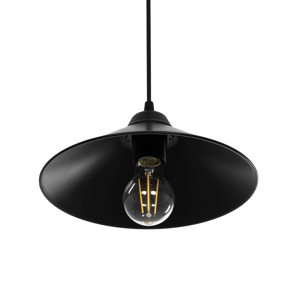 GLOBOSTAR® FONTE 203-0080 Μοντέρνο Κρεμαστό Φωτιστικό Οροφής με Ντουί 1 x E27 AC 220-240V IP20 - Μαύρο - Μ30 x Π30 x Υ15cm - ledmania.gr