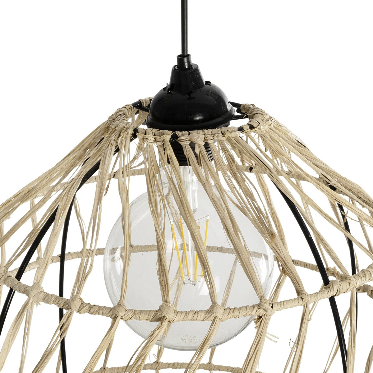GLOBOSTAR® NETI 205-0025 Boho Κρεμαστό Φωτιστικό Οροφής με Ντουί 1 x E27 AC 220-240V IP20 - Μπεζ - M35 x Π35 x Υ63cm - ledmania.gr