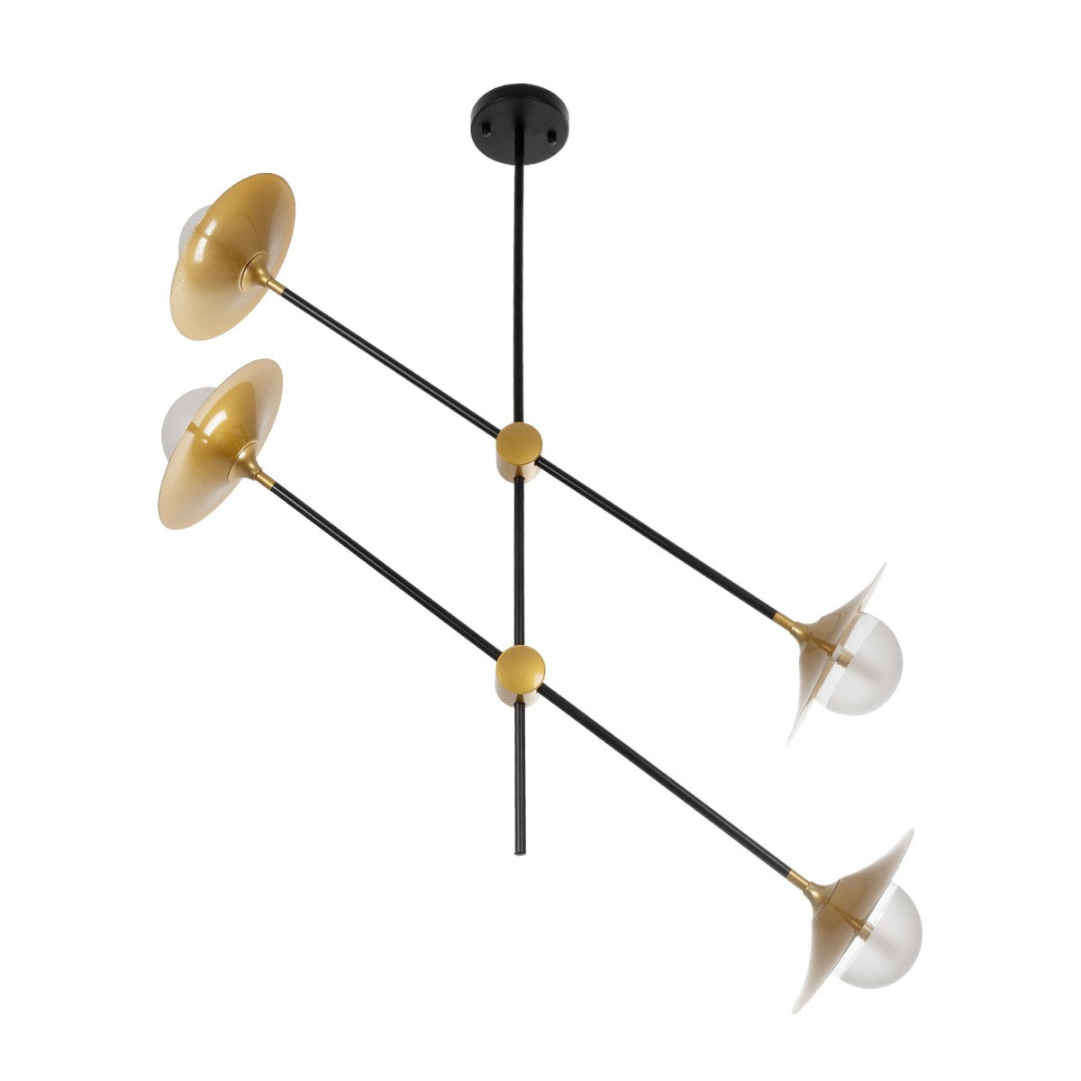 GloboStar® JOLIET 999-0044 Μοντέρνο Φωτιστικό Οροφής Πλέγμα Πολύφωτο 4 x G9 IP20 Μαύρο & Χρυσό Μέταλλο - Μ93 x Π20 x Υ106cm - ledmania.gr