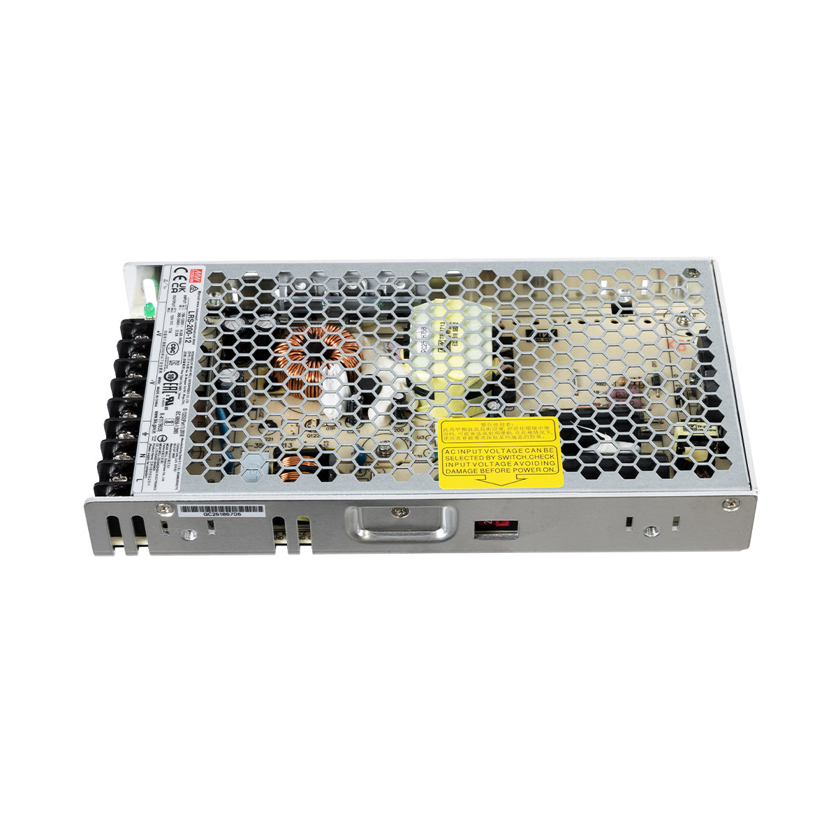 GLOBOSTAR® MEANWELL-LRS200-12 90782 Τροφοδοτικό/Μετασχηματιστής PELV 200W 17A DC 12V IP20 - AC 220-240V σε DC 12V / Ρυθμιζόμενo από DC 10.2V έως DC 13.8V - Μ21.5 x Π11.5 x Υ3cm - 3 Χρόνια Εγγύηση - ledmania.gr