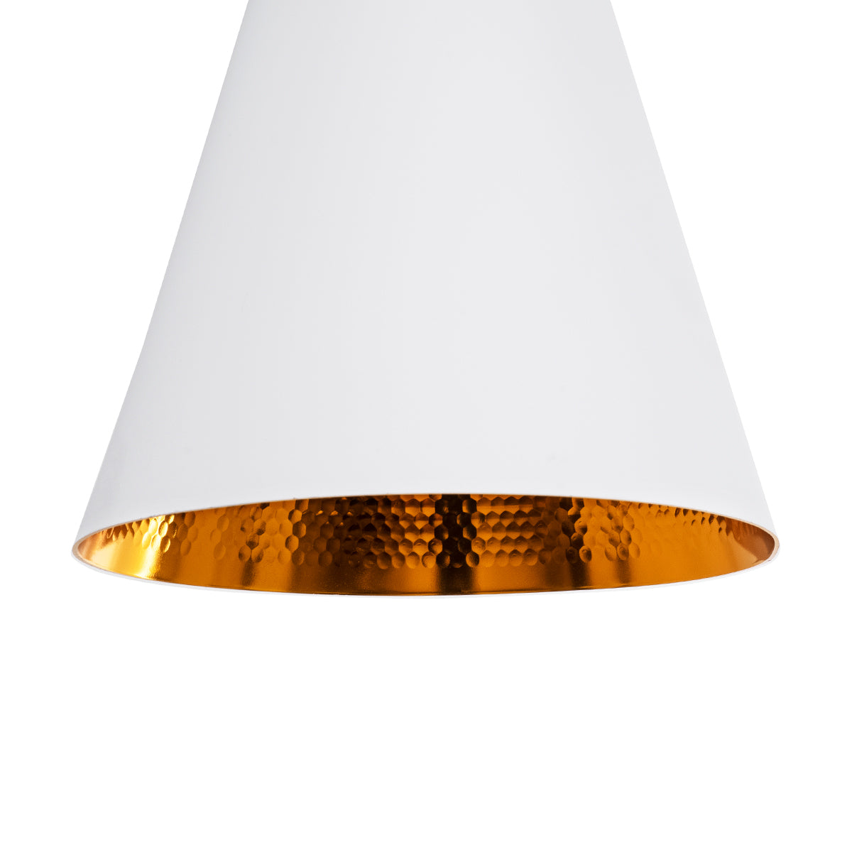 GloboStar® SHANGHAI 01026-C Μοντέρνο Κρεμαστό Φωτιστικό Καμπάνα Μονόφωτο 1 x E27 IP20 Λευκό & Χρυσό Μέταλλο - Μ19 x Π19 x Υ38cm - ledmania.gr