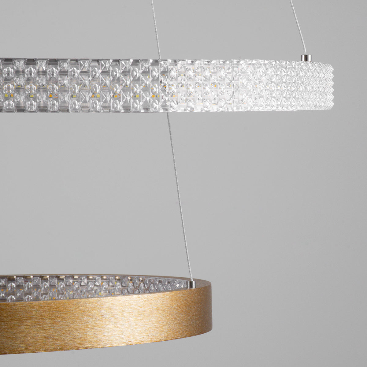 GloboStar® DIAMOND DUO 61151-DECO Κρεμαστό Φωτιστικό Δαχτυλίδι-Κύκλος LED CCT 75W 8743lm 360° AC 220-240V - Εναλλαγή Φωτισμού μέσω Τηλεχειριστηρίου All In One Ψυχρό 6000k+Φυσικό 4500k+Θερμό 2700k Dimmable Φ40+60cm - Χρυσό Βούρτσας - 3 Years Warranty - ledmania.gr