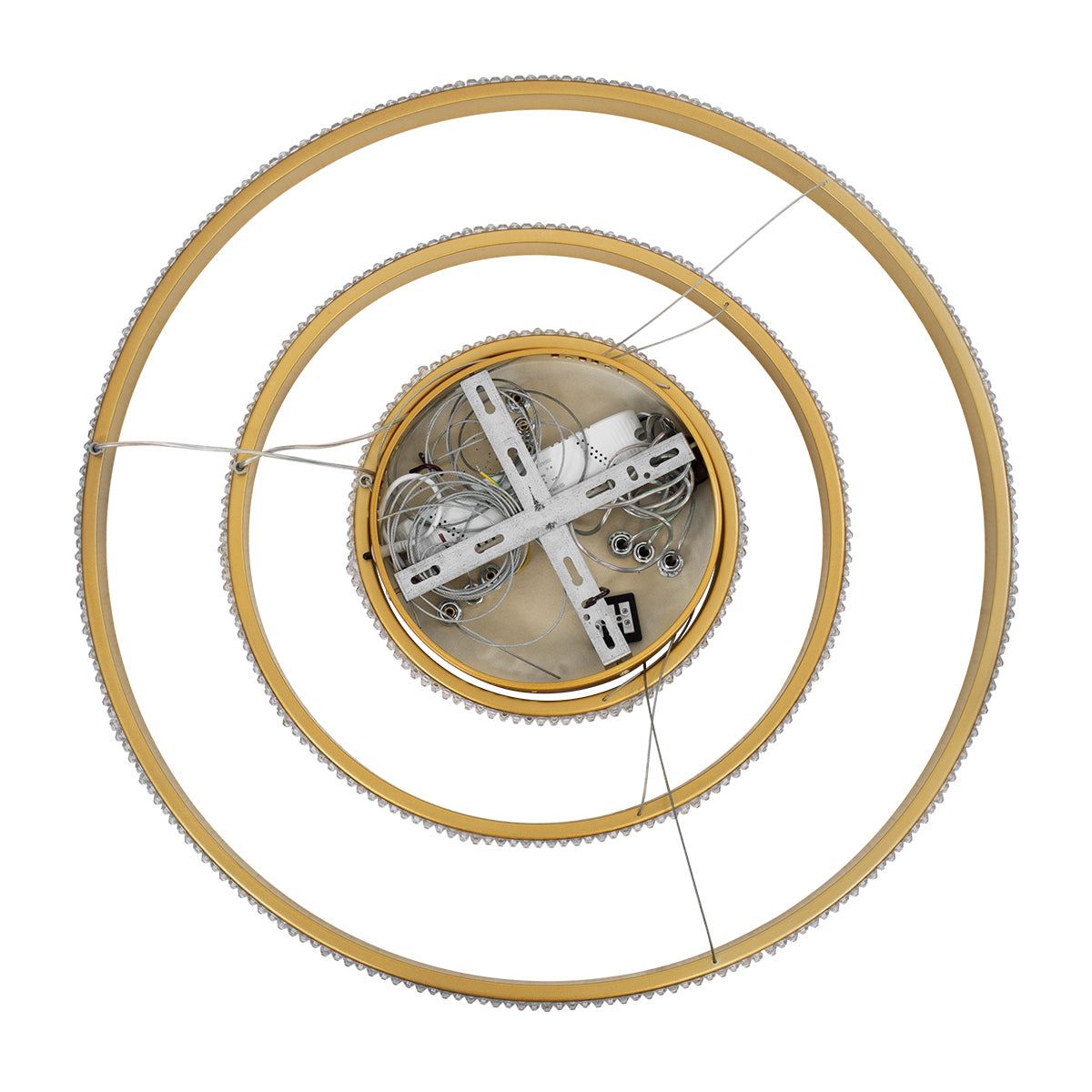 GloboStar® DIAMOND TRIO 61137-DECO Κρεμαστό Φωτιστικό Δαχτυλίδι-Κύκλος LED CCT 100W 12123lm 360° AC 220-240V - Εναλλαγή Φωτισμού μέσω Τηλεχειριστηρίου All In One Ψυχρό 6000k+Φυσικό 4500k+Θερμό 2700k Dimmable Φ25+40+60cm - Χρυσό Βούρτσας - 3 Years Warranty - ledmania.gr