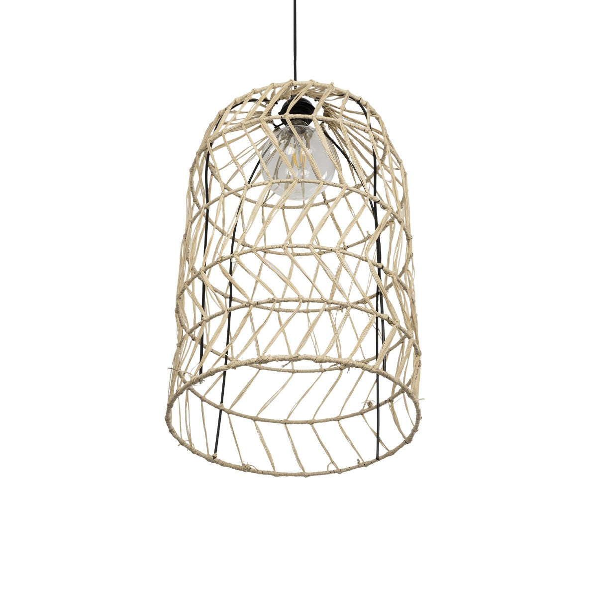 GLOBOSTAR® NETI 205-0025 Boho Κρεμαστό Φωτιστικό Οροφής με Ντουί 1 x E27 AC 220-240V IP20 - Μπεζ - M35 x Π35 x Υ63cm - ledmania.gr