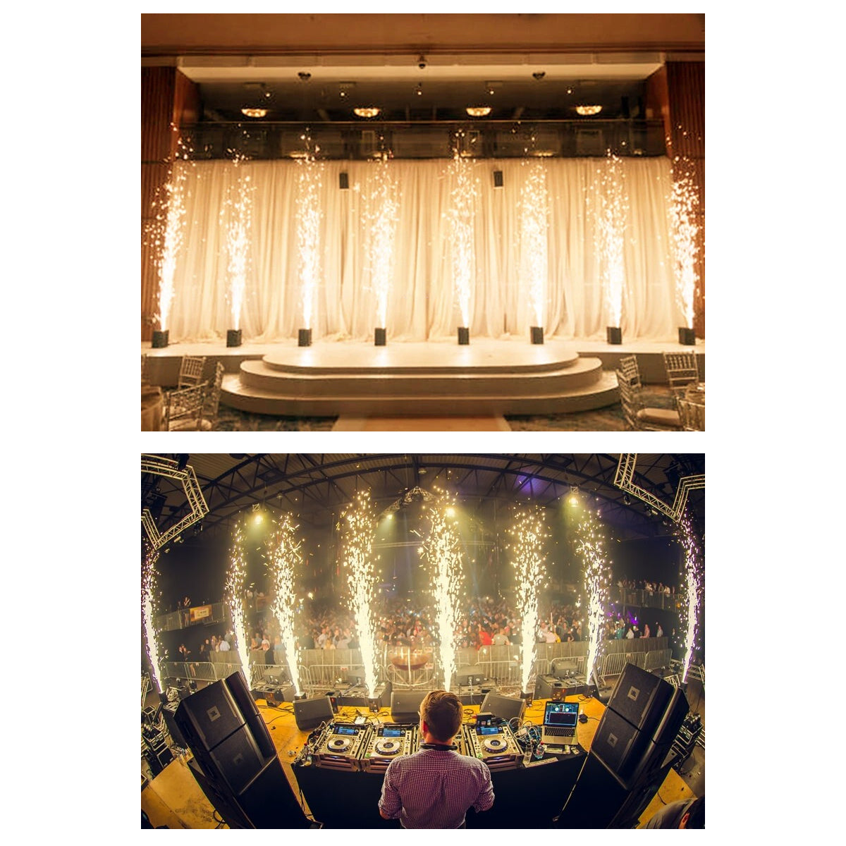 GLOBOSTAR® SPARKLE 51148 Stage Μηχανή Δαπέδου Άκαυστων Σπινθήρων Εφέ Συντριβανιού 600W AC 220-240V IP20 DMX512 Protocol & RF Ασύρματο Χειριστήριο - Μ18 x Π16.5 x Υ24cm - 1 Χρόνο Εγγύηση - ledmania.gr