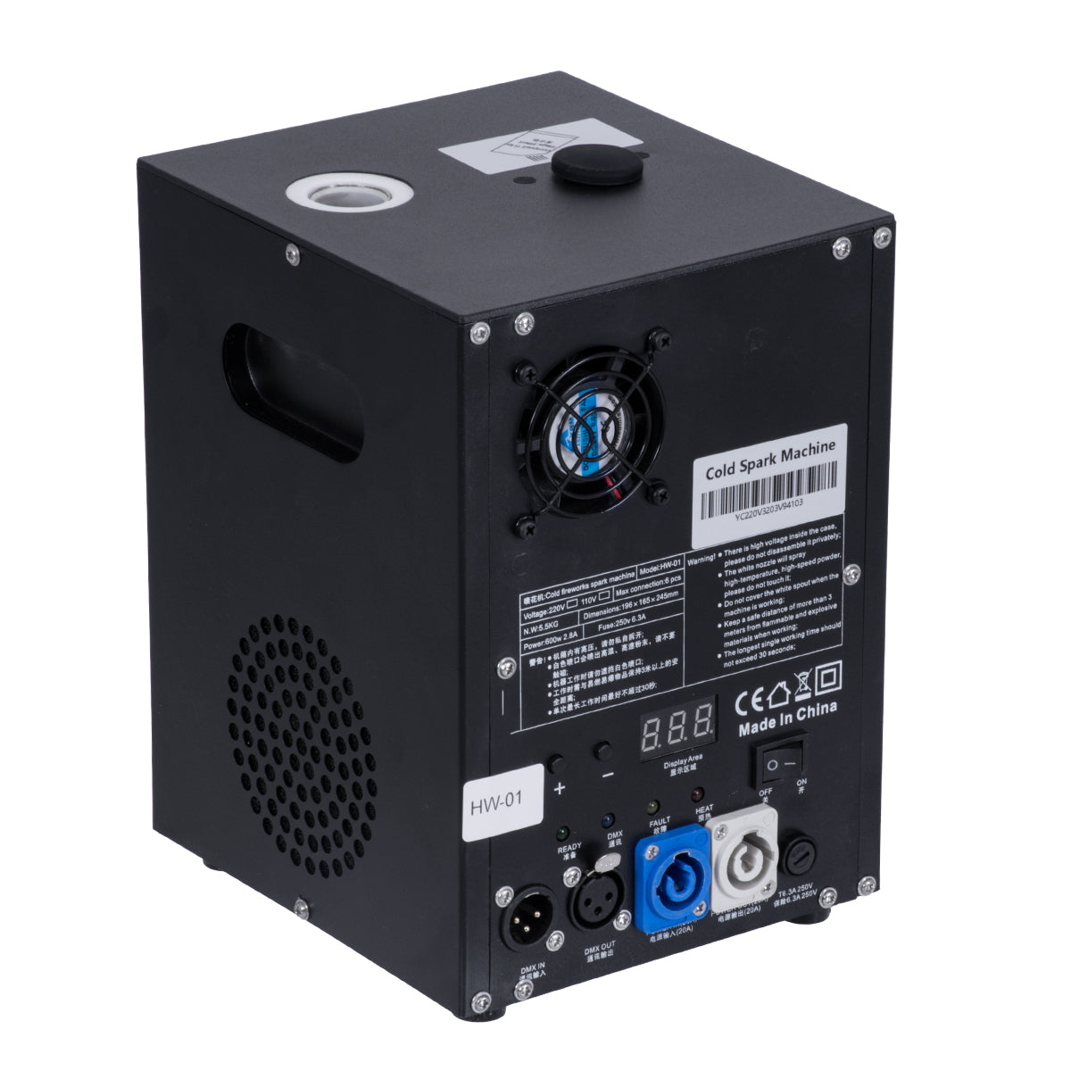 GLOBOSTAR® SPARKLE 51148 Stage Μηχανή Δαπέδου Άκαυστων Σπινθήρων Εφέ Συντριβανιού 600W AC 220-240V IP20 DMX512 Protocol & RF Ασύρματο Χειριστήριο - Μ18 x Π16.5 x Υ24cm - 1 Χρόνο Εγγύηση - ledmania.gr