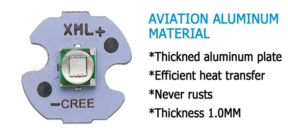 5W CREE XML 3.7volt 480Lm LED πηγή φωτισμού ΛΕΥΚΟ LED Τσιπ σε πλακέτα PCB 16mm-τεμ.1