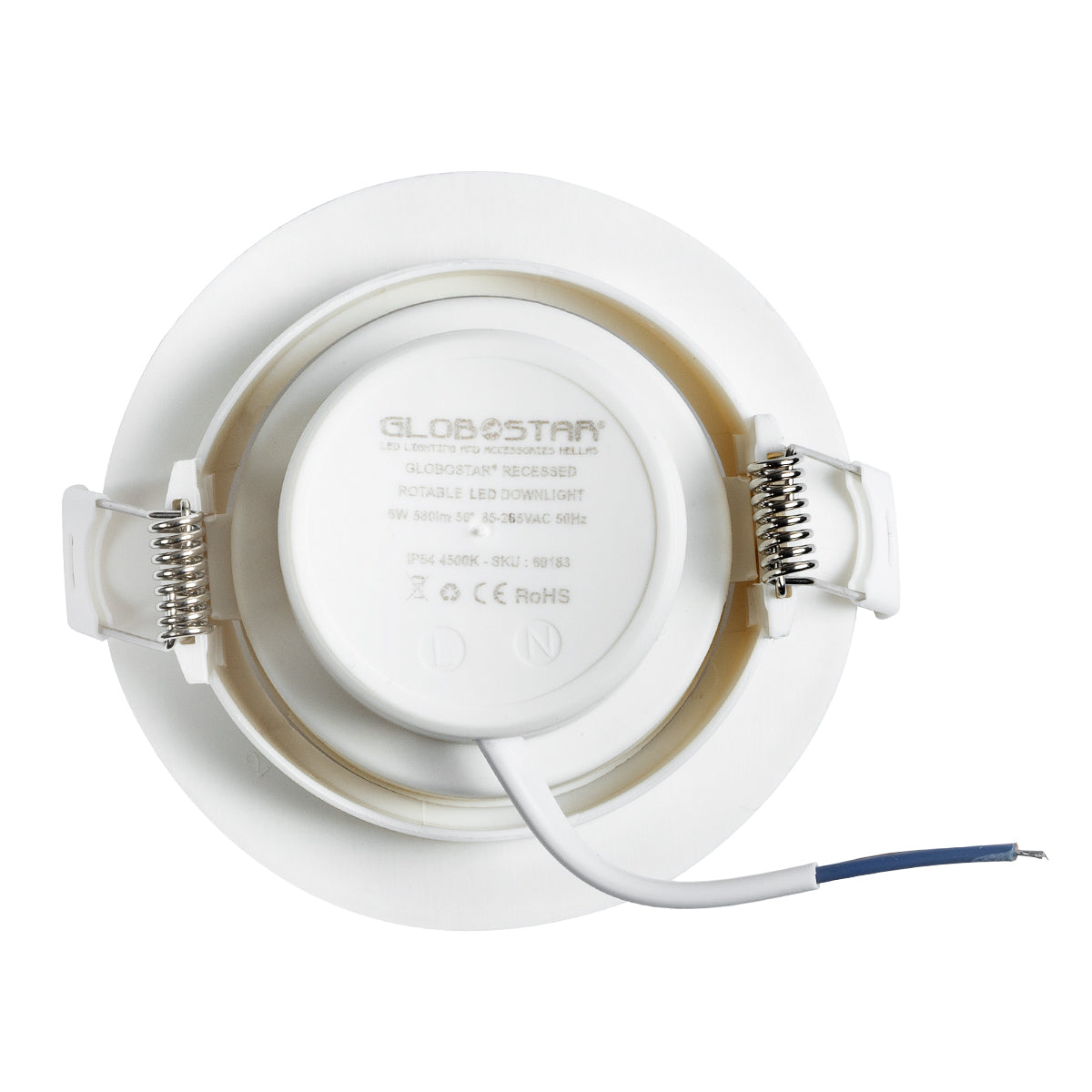 GloboStar® DE VALERA 60184 Χωνευτό LED Κινούμενο Spot Downlight 5W 470lm 60° AC 220-240V IP44 Φ9cm x Υ4cm - Στρόγγυλο - Λευκό - Θερμό Λευκό 2700K - Bridgelux Chip - TÜV Certified Driver - 5 Χρόνια Εγγύηση