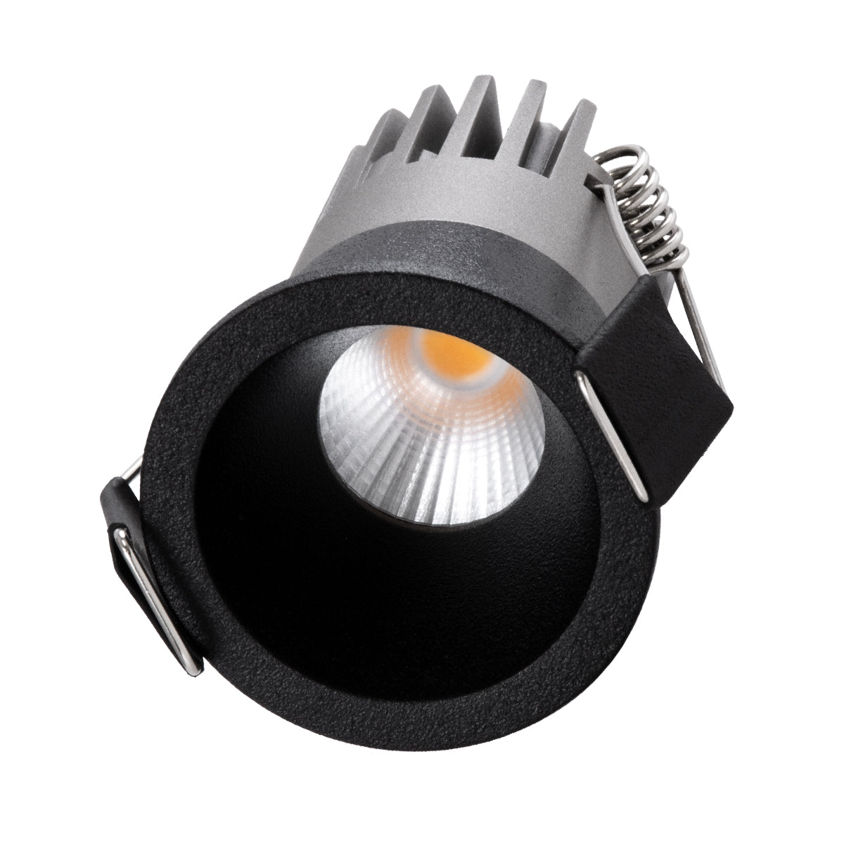 GloboStar® MICRO-S 60239 Χωνευτό LED Spot Downlight TrimLess Φ4cm 5W 625lm 38° AC 220-240V IP20 Φ4 x Υ5.9cm - Στρόγγυλο - Μαύρο - Θερμό Λευκό 2700K - Bridgelux COB - 5 Years Warranty