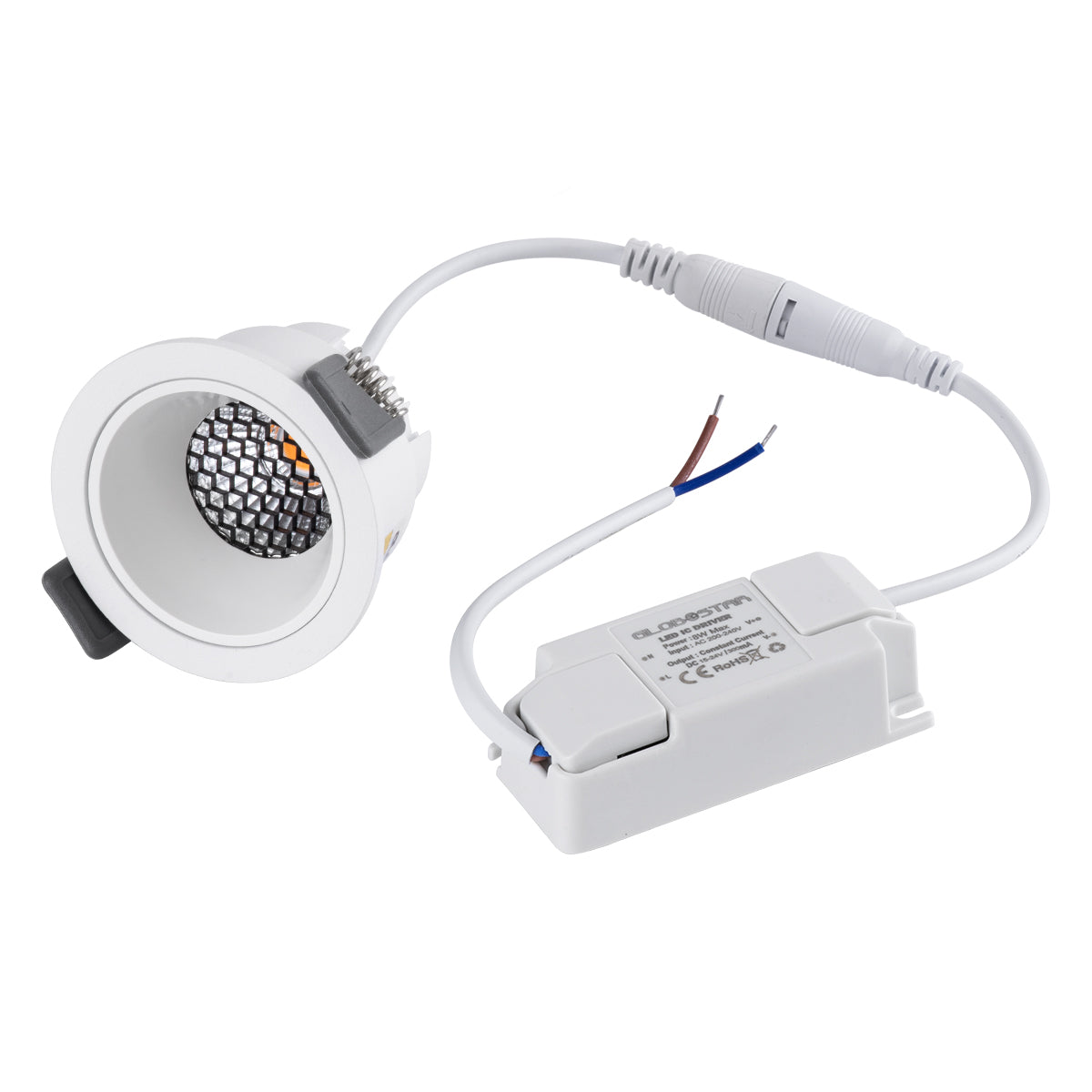 GLOBOSTAR® PLUTO-S 60249 Χωνευτό Downlight Σποτ με Honeycomb Anti Glare Reflector LED 7W 875lm 38° AC 220-240V IP20 Θερμό Λευκό 2700K - Bridgelux COB Chip & TÜV SÜD Driver - Λευκό Ματ - Μ6.4 x Π6.4 x Υ4.9cm / Q5.5cm - 5 Χρόνια Εγγύηση