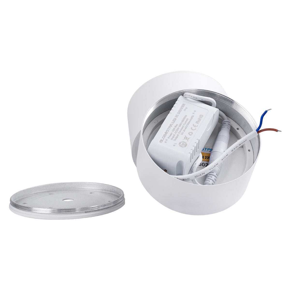 GloboStar® OMEGA-S 60299 Επιφανειακό LED Spot Downlight Φ10cm 12W 1500lm 36° AC 220-240V IP20 Φ10 x Υ10.5cm - Στρόγγυλο - Λευκό - Θερμό Λευκό 2700K - Bridgelux COB - 5 Years Warranty - ledmania.gr