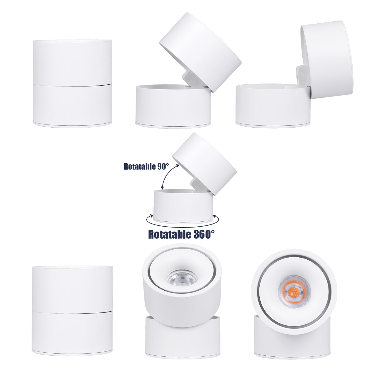 GloboStar® OMEGA-S 60299 Επιφανειακό LED Spot Downlight Φ10cm 12W 1500lm 36° AC 220-240V IP20 Φ10 x Υ10.5cm - Στρόγγυλο - Λευκό - Θερμό Λευκό 2700K - Bridgelux COB - 5 Years Warranty - ledmania.gr
