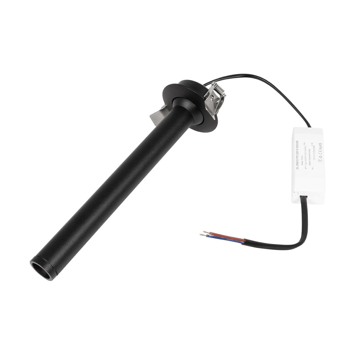 GLOBOSTAR® DALE 60372 Χωνευτό Κινούμενο Downlight Σποτ LED 5W 500lm 36° AC 220-240V IP20 Θερμό Λευκό 2700K - Bridgelux COB Chip & TÜV SÜD Driver - Μαύρο Ματ - Μ6.4 x Π6.4 x Υ20cm / Q5.5cm - 5 Χρόνια Εγγύηση