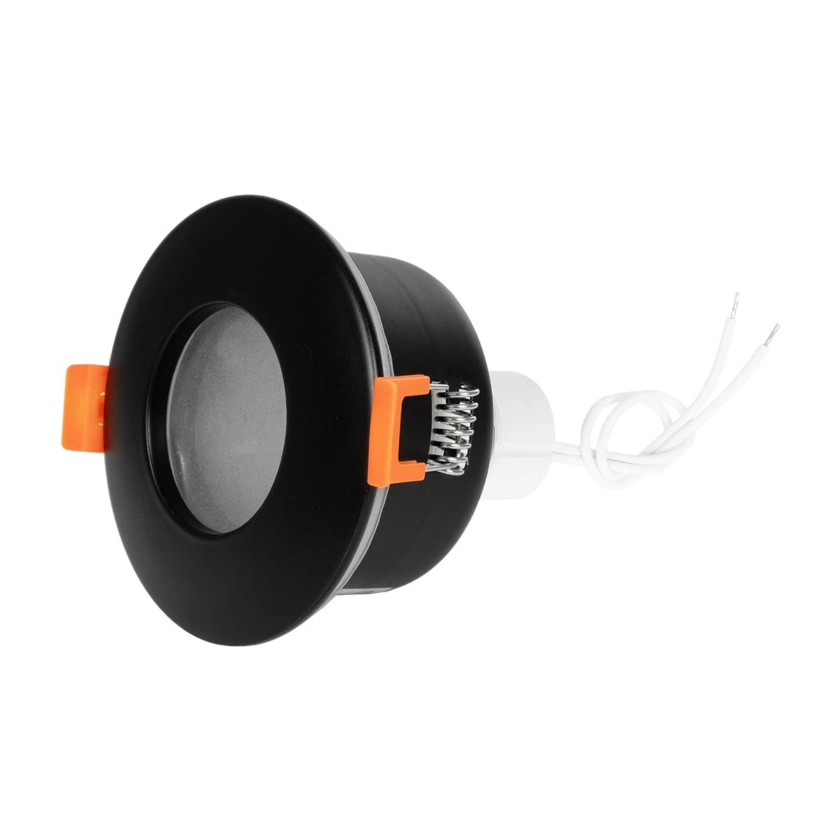 GLOBOSTAR® KAPA 60888 Χωνευτή Στρόγγυλη Βάση Σποτ Οροφής/Μπάνιου για Λάμπα MR16/GU10 Αδιάβροχο IP65 - Μαύρο Αλουμίνιο & Λευκό Γυαλί - Φ8.5 x Υ4.2cm / Q7.5cm - ledmania.gr