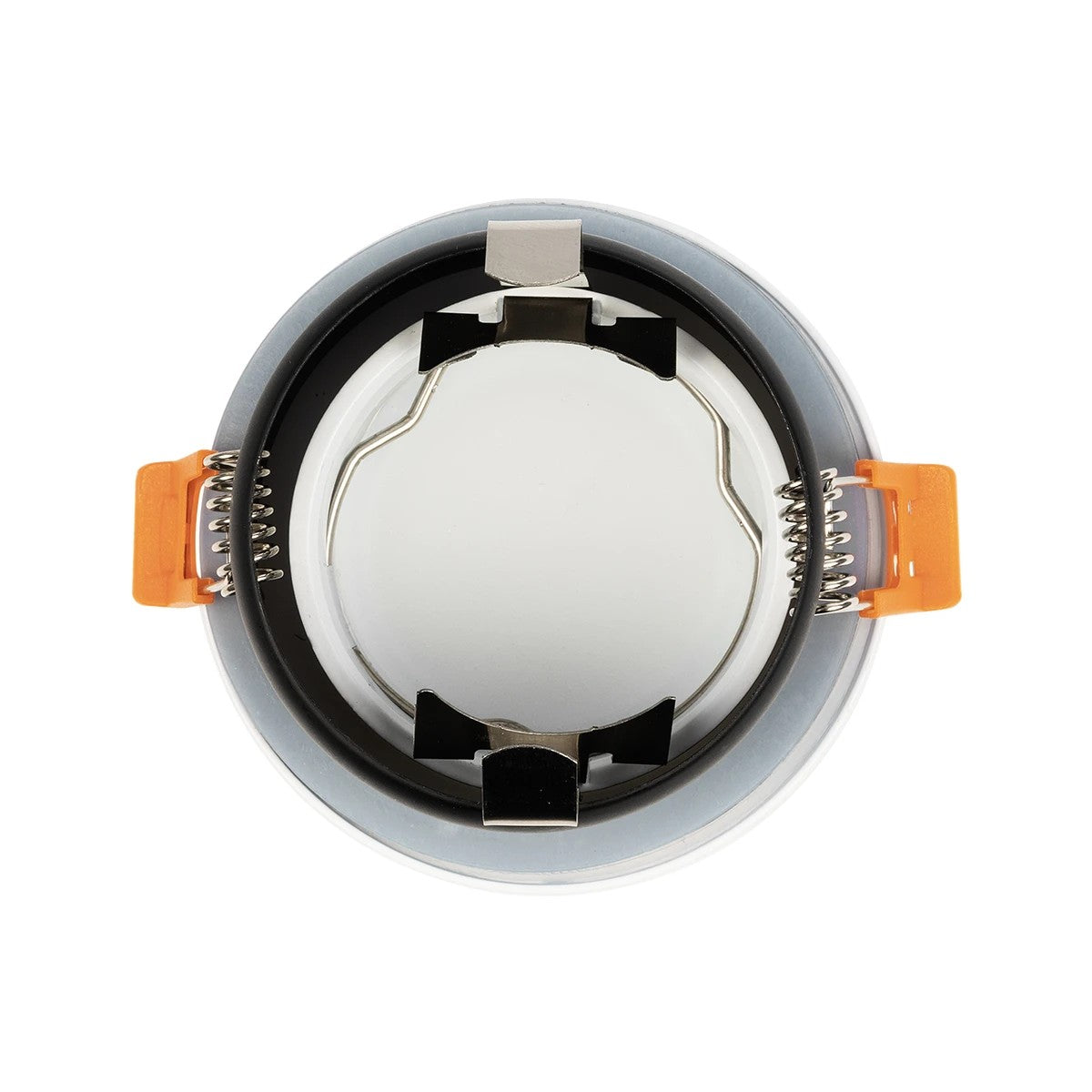 GLOBOSTAR® KAPA 60889 Χωνευτή Στρόγγυλη Βάση Σποτ Οροφής/Μπάνιου για Λάμπα MR16/GU10 Αδιάβροχο IP65 - Λευκό Αλουμίνιο & Λευκό Γυαλί - Φ8.5 x Υ4.2cm / Q7.5cm - ledmania.gr