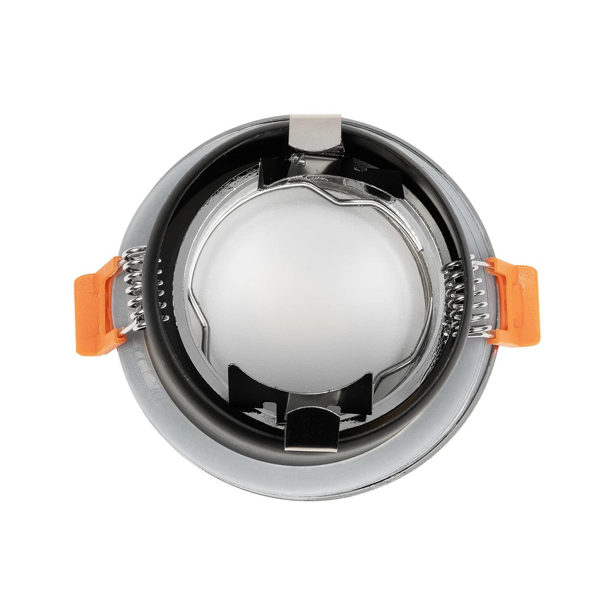 GLOBOSTAR® KAPA 60890 Χωνευτή Στρόγγυλη Βάση Σποτ Οροφής/Μπάνιου για Λάμπα MR16/GU10 Αδιάβροχο IP65 - Νίκελ Βούρτσας Αλουμίνιο & Λευκό Γυαλί - Φ8.5 x Υ4.2cm / Q7.5cm - ledmania.gr
