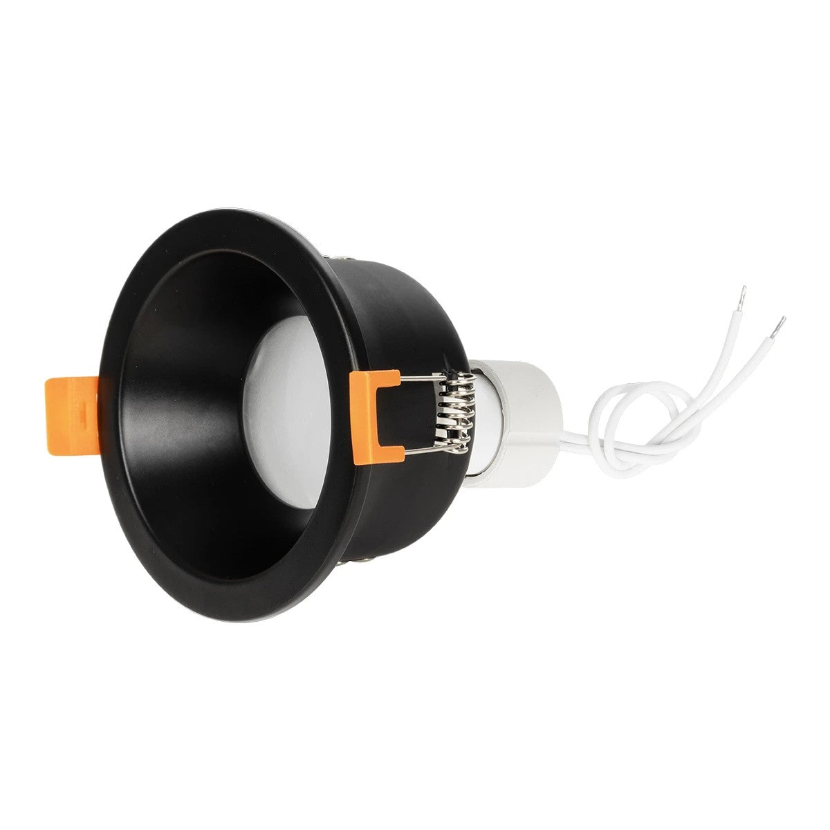 GLOBOSTAR® SIGMA 60891 Χωνευτή Στρόγγυλη Βάση Σποτ Οροφής/Μπάνιου για Λάμπα MR16/GU10 Αδιάβροχο IP65 - Μαύρο Αλουμίνιο & Λευκό Γυαλί - Φ8.5 x Υ4.4cm / Q7.5cm - ledmania.gr