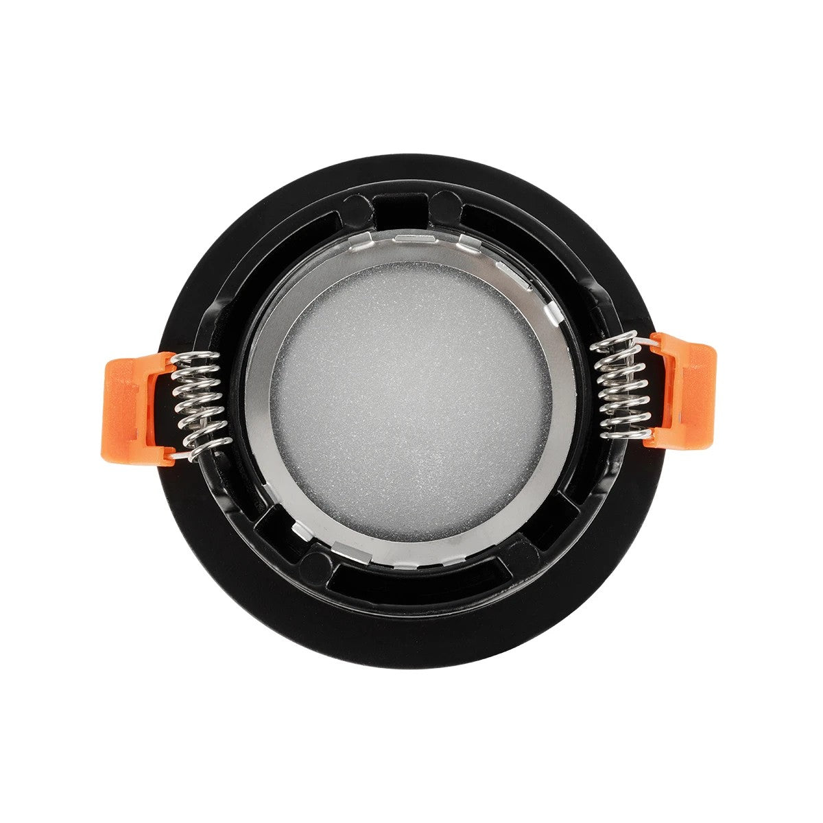 GLOBOSTAR® LAMDA 60893 Χωνευτή Στρόγγυλη Βάση Σποτ Οροφής/Μπάνιου για Λάμπα MR16/GU10 Αδιάβροχο IP65 - Μαύρο Αλουμίνιο & Λευκό Γυαλί - Φ8.5 x Υ3.5cm / Q7.5cm - ledmania.gr