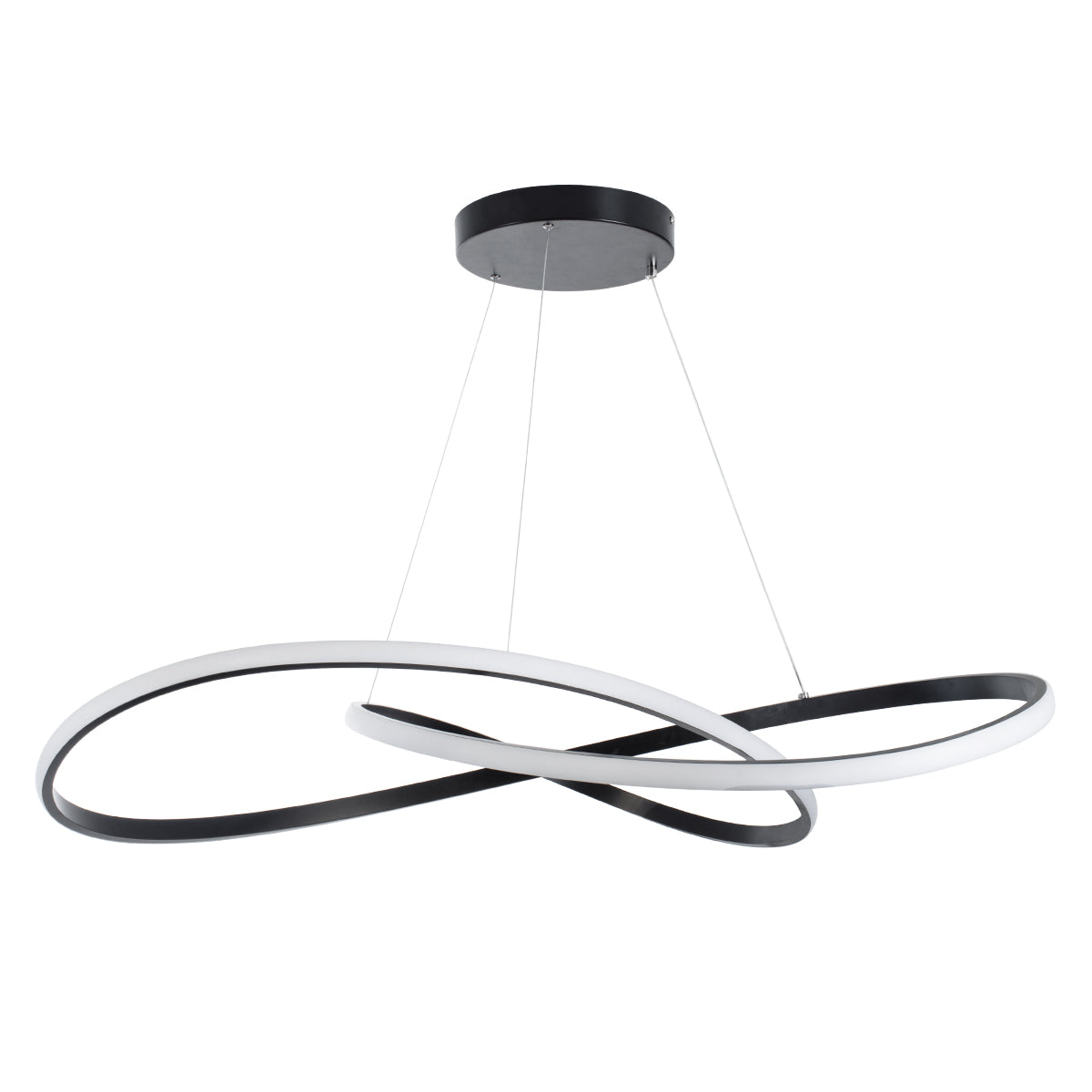 GloboStar® DEXTER 60917 Κρεμαστό Φωτιστικό Οροφής Design LED CCT 120W 13440lm 300° AC 220-240V - Εναλλαγή Φωτισμού μέσω Τηλεχειριστηρίου All In One Ψυχρό 6000k+Φυσικό 4500k+Θερμό 2700k Dimmable Φ103cm - Μαύρο - 3 Years Warranty - ledmania.gr