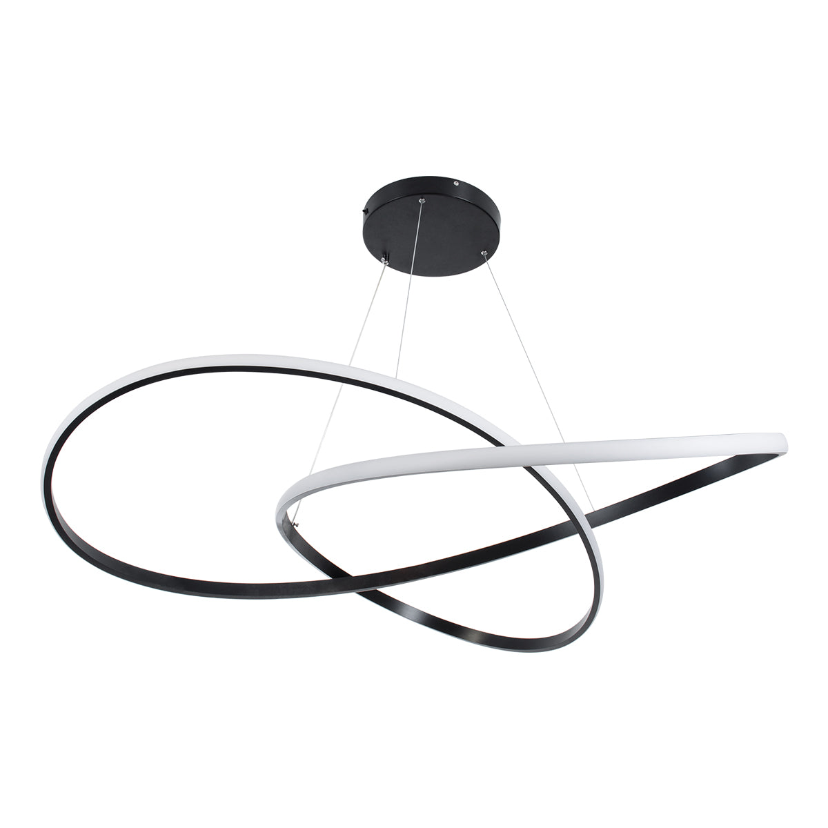 GloboStar® DEXTER 60917 Κρεμαστό Φωτιστικό Οροφής Design LED CCT 120W 13440lm 300° AC 220-240V - Εναλλαγή Φωτισμού μέσω Τηλεχειριστηρίου All In One Ψυχρό 6000k+Φυσικό 4500k+Θερμό 2700k Dimmable Φ103cm - Μαύρο - 3 Years Warranty - ledmania.gr