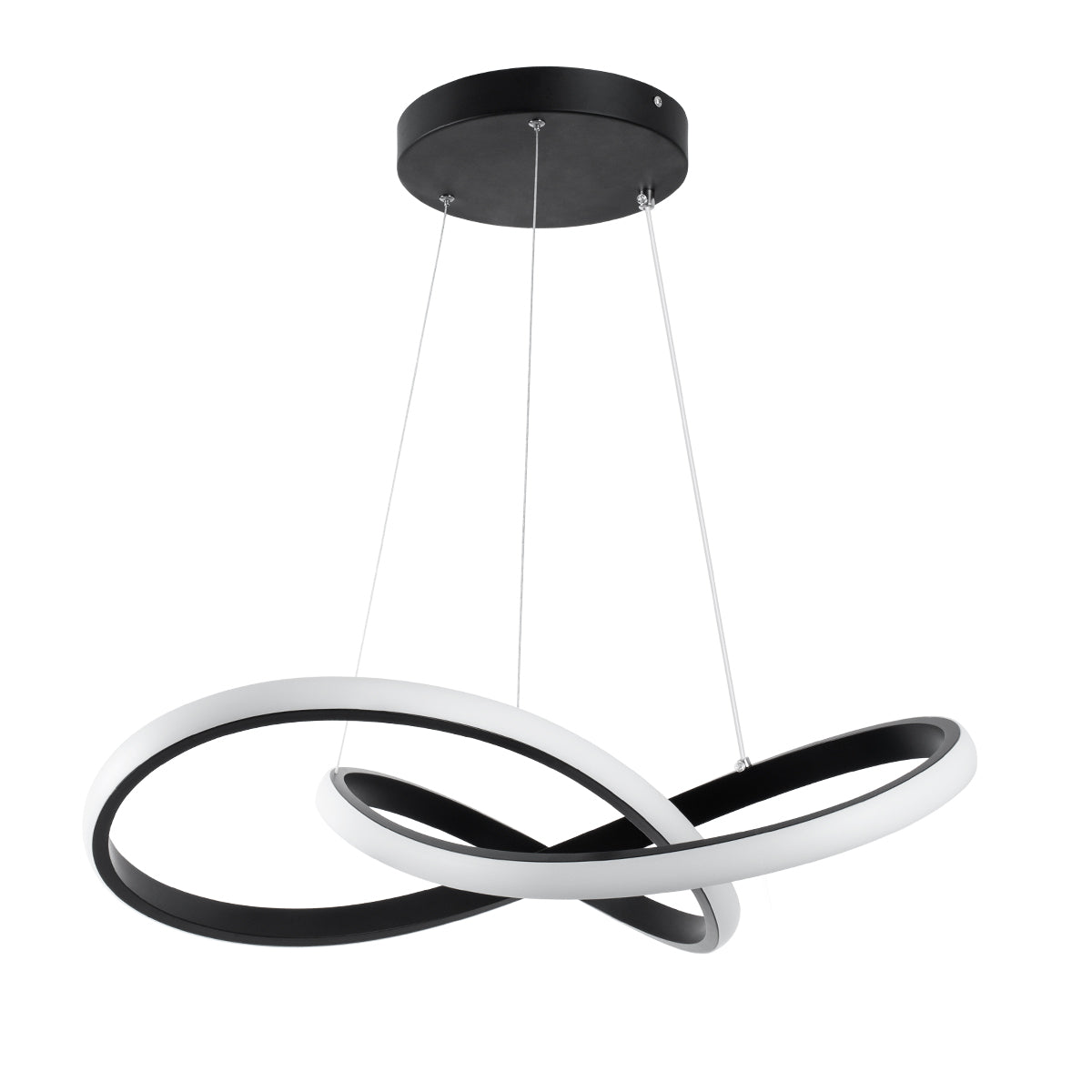 GloboStar® DEXTER 61049 Κρεμαστό Φωτιστικό Οροφής Design LED CCT 72W 8064lm 300° AC 220-240V - Εναλλαγή Φωτισμού μέσω Τηλεχειριστηρίου All In One Ψυχρό 6000k+Φυσικό 4500k+Θερμό 2700k Dimmable Φ56cm - Μαύρο - 3 Years Warranty - ledmania.gr