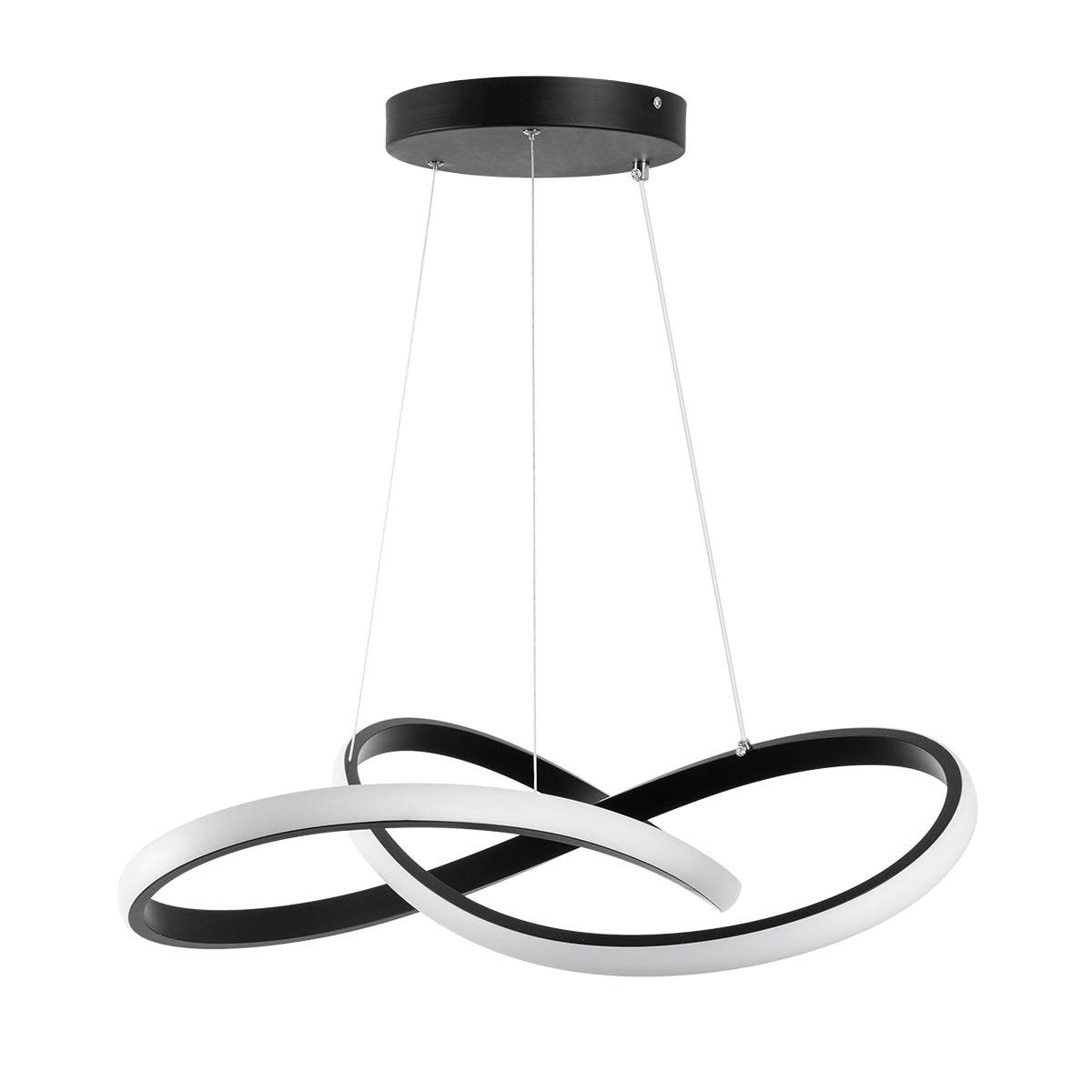 GloboStar® DEXTER 61049 Κρεμαστό Φωτιστικό Οροφής Design LED CCT 72W 8064lm 300° AC 220-240V - Εναλλαγή Φωτισμού μέσω Τηλεχειριστηρίου All In One Ψυχρό 6000k+Φυσικό 4500k+Θερμό 2700k Dimmable Φ56cm - Μαύρο - 3 Years Warranty - ledmania.gr