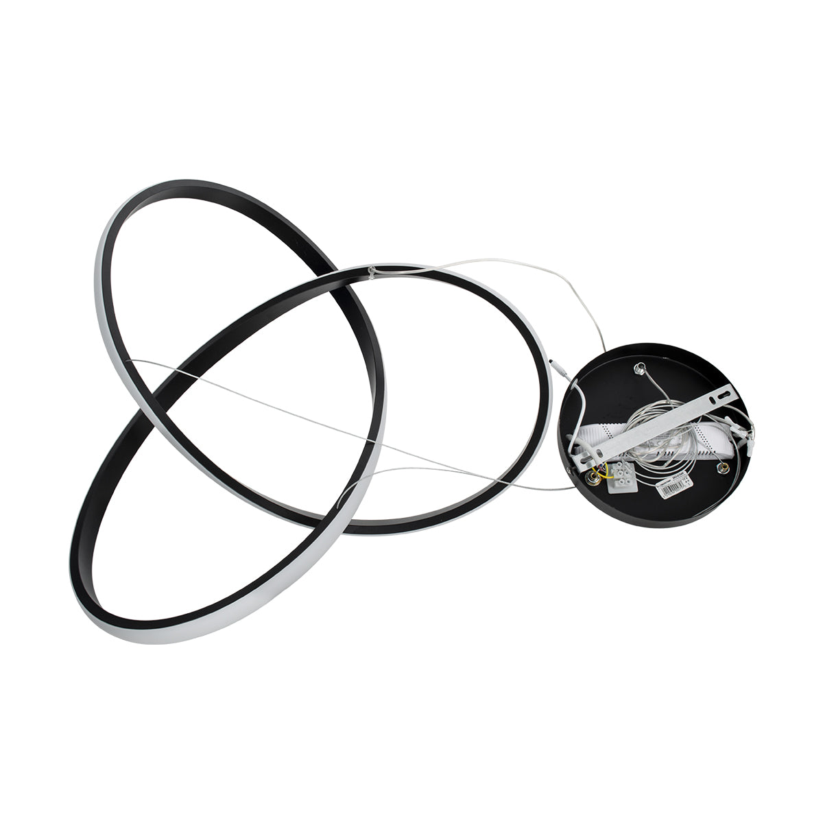 GloboStar® DEXTER 61049 Κρεμαστό Φωτιστικό Οροφής Design LED CCT 72W 8064lm 300° AC 220-240V - Εναλλαγή Φωτισμού μέσω Τηλεχειριστηρίου All In One Ψυχρό 6000k+Φυσικό 4500k+Θερμό 2700k Dimmable Φ56cm - Μαύρο - 3 Years Warranty - ledmania.gr