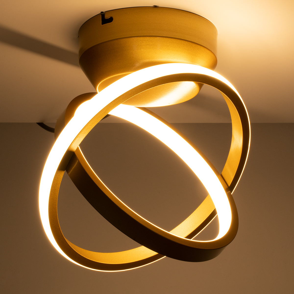 GLOBOSTAR® AMELIA 61054 Μοντέρνο Φωτιστικό Οροφής LED 20W 2400lm 300° AC 220-240V IP20 Ρυθμιζόμενο Λευκό CCT με On/Off 2700K/4500K/6000K - Lumileds SMD Chip - Χρυσό Βούρτσας - Μ24.5 x Π16 x Υ25cm - 3 Χρόνια Εγγύηση