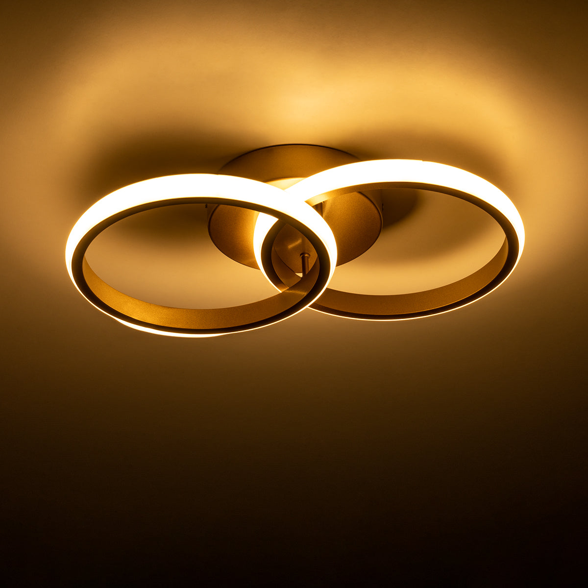 GloboStar® CORA 61060 Φωτιστικό Οροφής Design LED CCT 18W 2160lm 300° AC 220-240V - Εναλλαγή Φωτισμού μέσω Διακόπτη On/Off All In One Ψυχρό 6000k+Φυσικό 4500k+Θερμό 2700k Μ36 x Π20.5 x Υ7cm - Χρυσό Βούρτσας - ledmania.gr