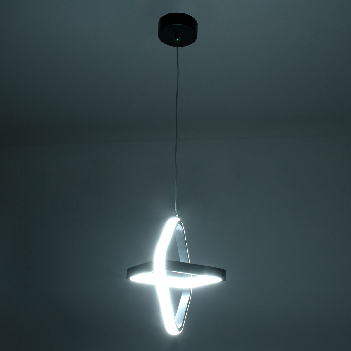 GloboStar® ROSE 61064 Κρεμαστό Φωτιστικό Οροφής Design LED CCT 22W 2640lm 300° AC 220-240V - Εναλλαγή Φωτισμού μέσω Διακόπτη On/Off All In One Ψυχρό 6000k+Φυσικό 4500k+Θερμό 2700k Μ24 x Π22 x Υ24cm - Μαύρο - ledmania.gr