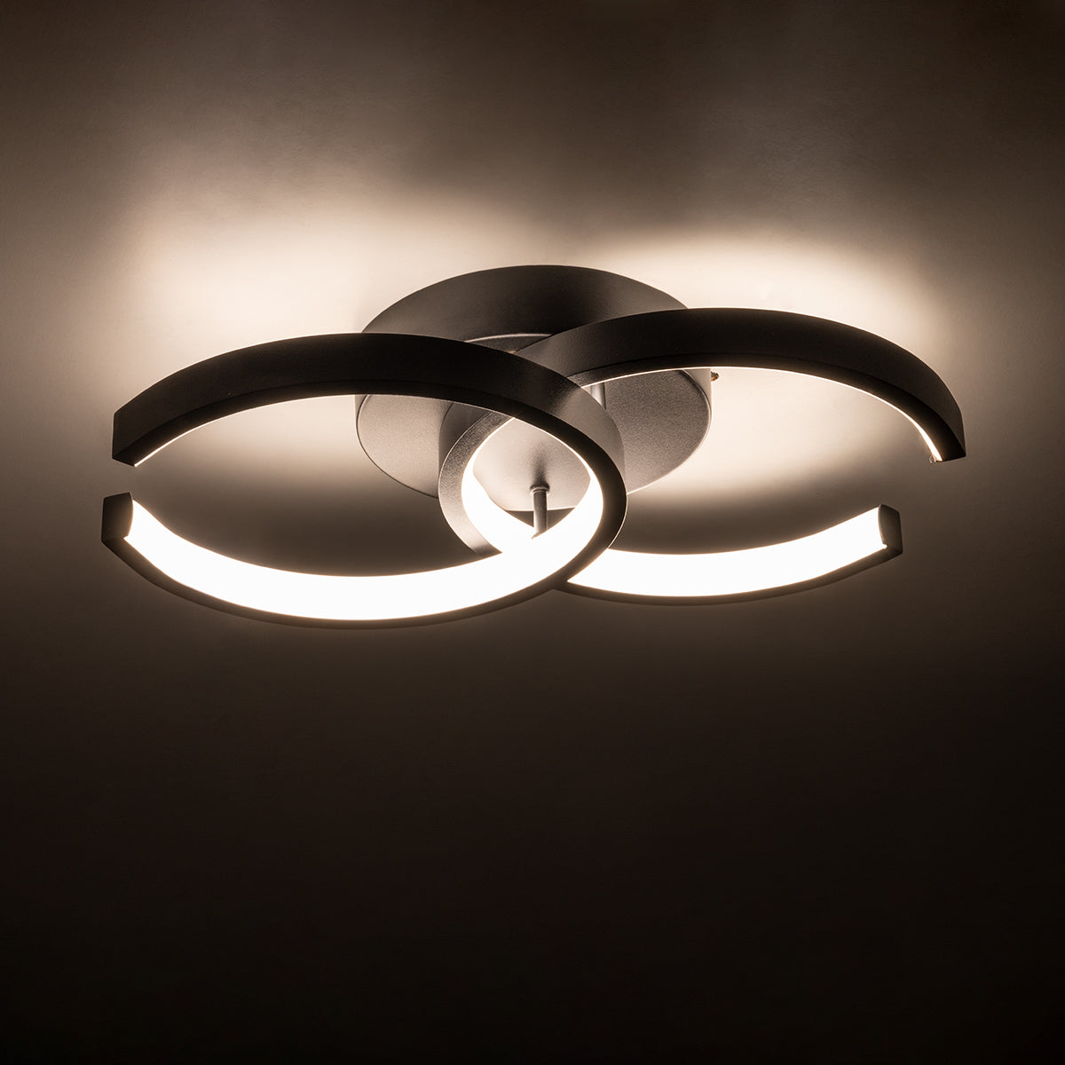 GloboStar® EVA 61067 Φωτιστικό Οροφής Design LED CCT 16W 1920lm 300° AC 220-240V - Εναλλαγή Φωτισμού μέσω Διακόπτη On/Off All In One Ψυχρό 6000k+Φυσικό 4500k+Θερμό 2700k Μ33 x Π21 x Υ7cm - Μαύρο - ledmania.gr