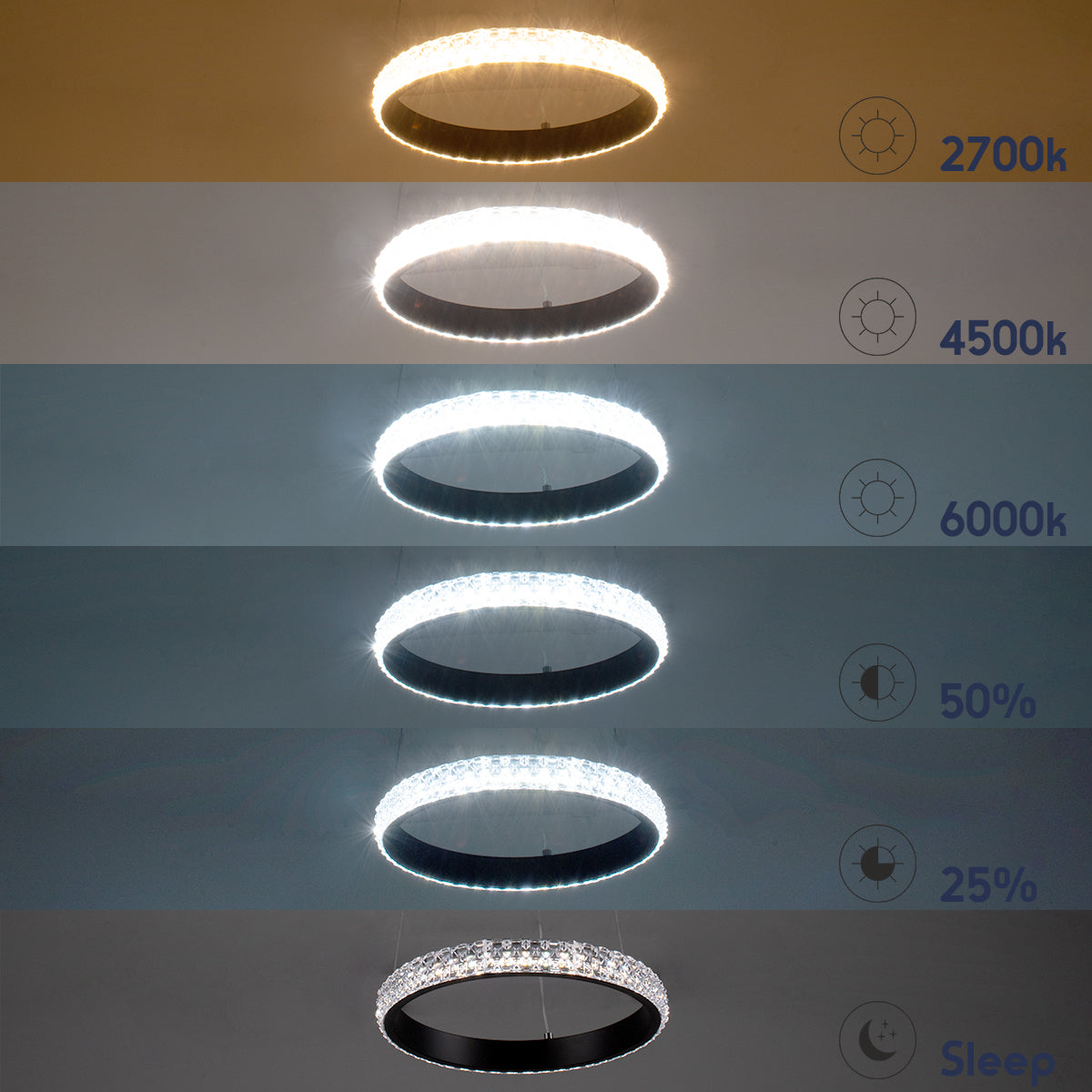 GLOBOSTAR® DIAMOND 61130 Μοντέρνο Κρεμαστό Φωτιστικό Οροφής LED 45W 5230lm 360° AC 220-240V IP20 Ρυθμιζόμενο Λευκό CCT με Χειριστήριο από 2700K έως 6000K Dimmable - Lumileds SMD Chip - Μαυρό Ματ - Μ60 x Π60 x Υ3cm - 3 Χρόνια Εγγύηση - ledmania.gr