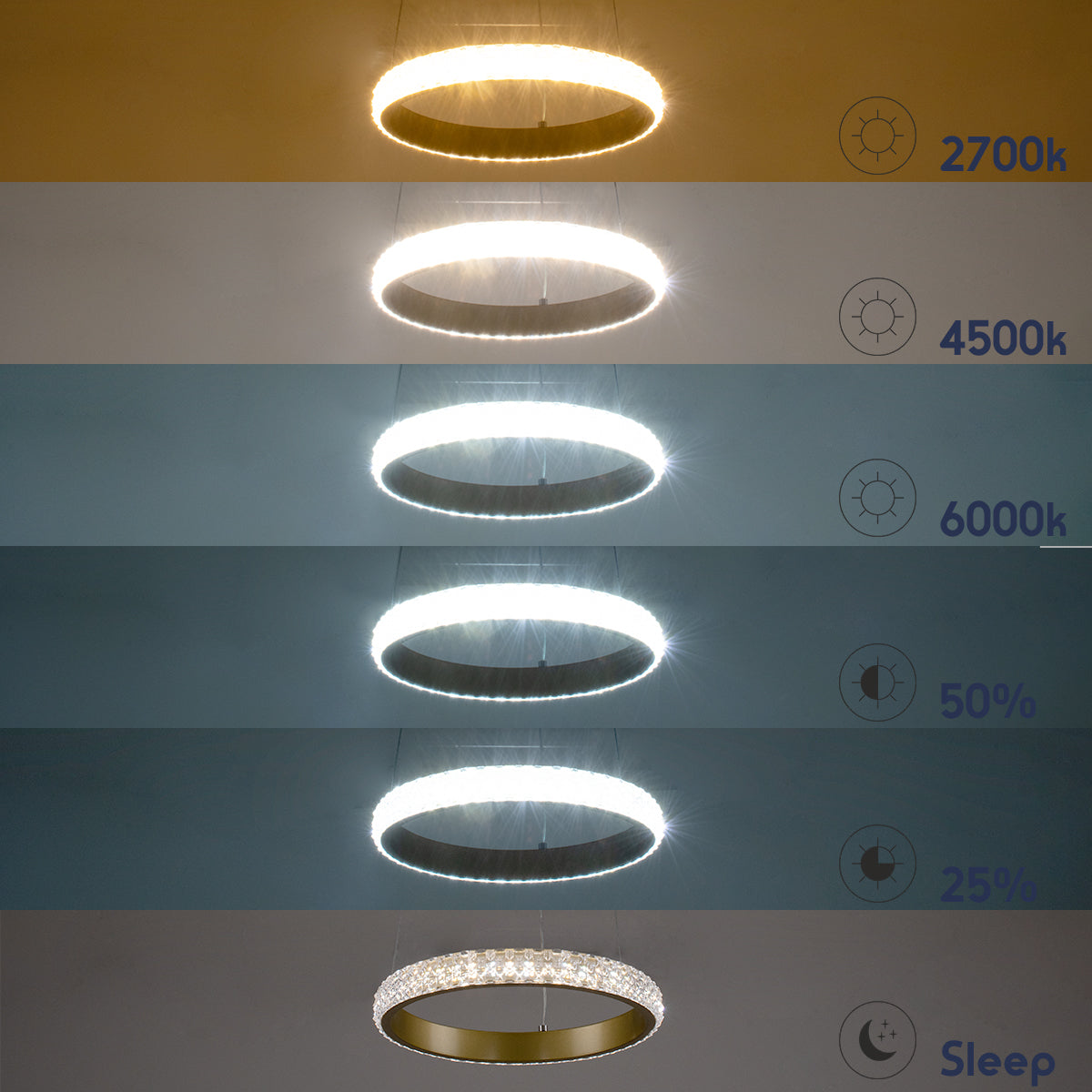 GLOBOSTAR® DIAMOND 61131 Μοντέρνο Κρεμαστό Φωτιστικό Οροφής LED 45W 5230lm 360° AC 220-240V IP20 Ρυθμιζόμενο Λευκό CCT με Χειριστήριο από 2700K έως 6000K Dimmable - Lumileds SMD Chip - Χρυσό Βούρτσας - Μ60 x Π60 x Υ3cm - 3 Χρόνια Εγγύηση - ledmania.gr