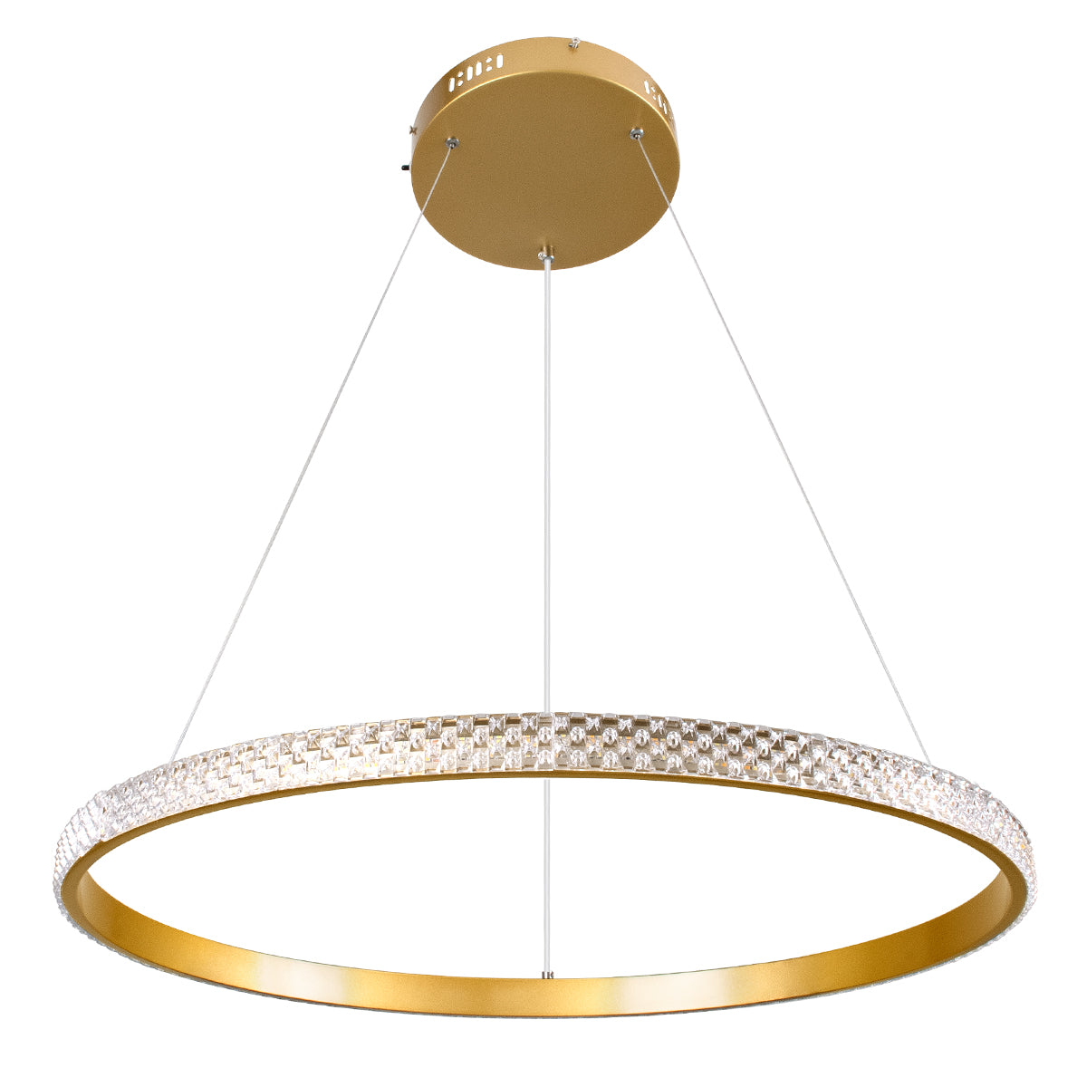 GLOBOSTAR® DIAMOND 61131 Μοντέρνο Κρεμαστό Φωτιστικό Οροφής LED 45W 5230lm 360° AC 220-240V IP20 Ρυθμιζόμενο Λευκό CCT με Χειριστήριο από 2700K έως 6000K Dimmable - Lumileds SMD Chip - Χρυσό Βούρτσας - Μ60 x Π60 x Υ3cm - 3 Χρόνια Εγγύηση - ledmania.gr