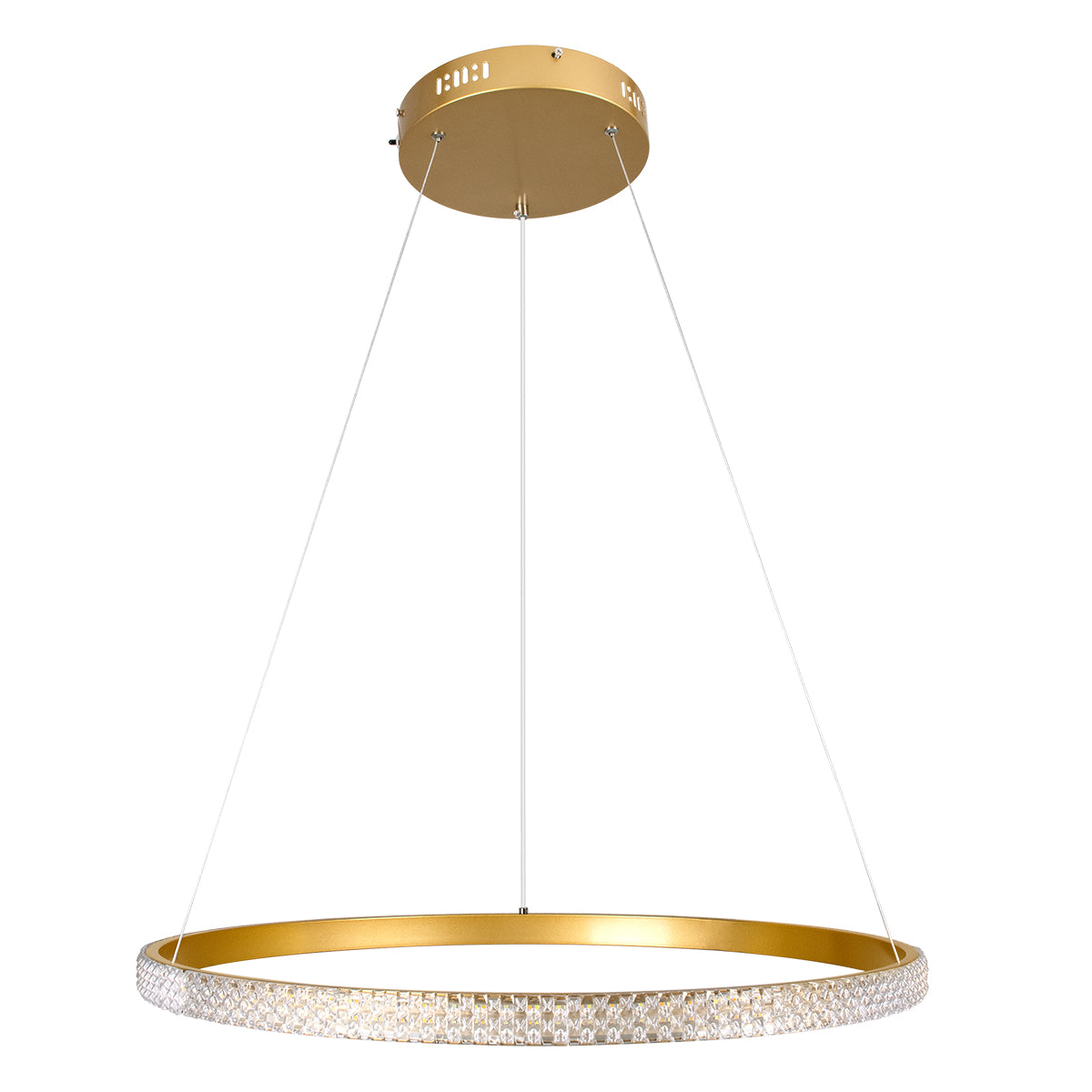 GLOBOSTAR® DIAMOND 61131 Μοντέρνο Κρεμαστό Φωτιστικό Οροφής LED 45W 5230lm 360° AC 220-240V IP20 Ρυθμιζόμενο Λευκό CCT με Χειριστήριο από 2700K έως 6000K Dimmable - Lumileds SMD Chip - Χρυσό Βούρτσας - Μ60 x Π60 x Υ3cm - 3 Χρόνια Εγγύηση - ledmania.gr