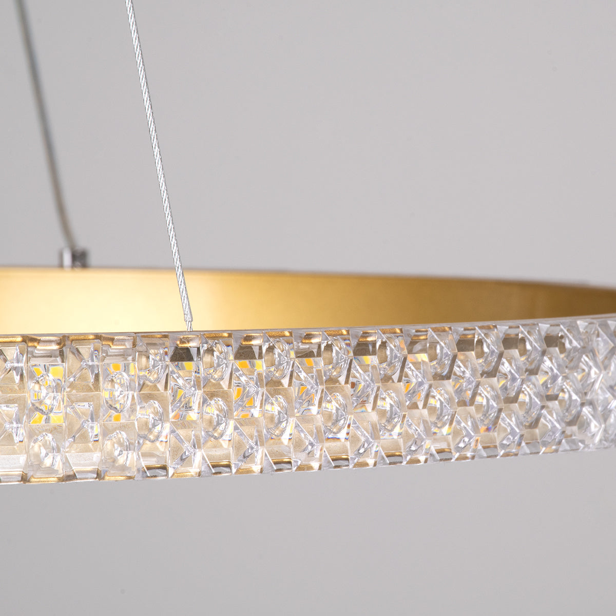 GLOBOSTAR® DIAMOND 61131 Μοντέρνο Κρεμαστό Φωτιστικό Οροφής LED 45W 5230lm 360° AC 220-240V IP20 Ρυθμιζόμενο Λευκό CCT με Χειριστήριο από 2700K έως 6000K Dimmable - Lumileds SMD Chip - Χρυσό Βούρτσας - Μ60 x Π60 x Υ3cm - 3 Χρόνια Εγγύηση - ledmania.gr