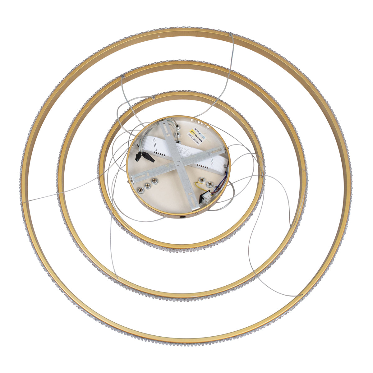 GLOBOSTAR® DIAMOND TRIO 61139 Μοντέρνο Κρεμαστό Φωτιστικό Οροφής LED 120W 14723lm 360° AC 220-240V IP20 Ρυθμιζόμενο Λευκό CCT με Χειριστήριο από 2700K έως 6000K Dimmable - Lumileds SMD Chip - Χρυσό Βούρτσας - Μ80 x Π80 x Υ60cm - 3 Χρόνια Εγγύηση - ledmania.gr