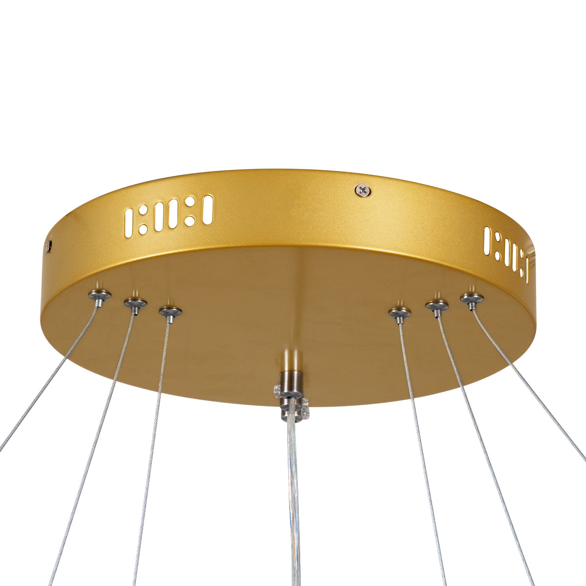 GloboStar® DIAMOND TRIO 61139-DECO Κρεμαστό Φωτιστικό Δαχτυλίδι-Κύκλος LED CCT 120W 14723lm 360° AC 220-240V - Εναλλαγή Φωτισμού μέσω Τηλεχειριστηρίου All In One Ψυχρό 6000k+Φυσικό 4500k+Θερμό 2700k Dimmable Φ40+60+80cm - Χρυσό Βούρτσας - 3 Years Warranty - ledmania.gr