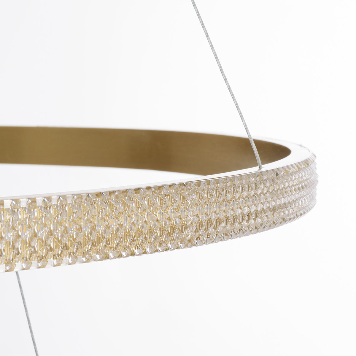 GloboStar® DIAMOND TRIO 61141-DECO Κρεμαστό Φωτιστικό Δαχτυλίδι-Κύκλος LED CCT 150W 18379lm 360° AC 220-240V - Εναλλαγή Φωτισμού μέσω Τηλεχειριστηρίου All In One Ψυχρό 6000k+Φυσικό 4500k+Θερμό 2700k Dimmable Φ60+80+100cm - Χρυσό Βούρτσας - 3 Years Warrant - ledmania.gr