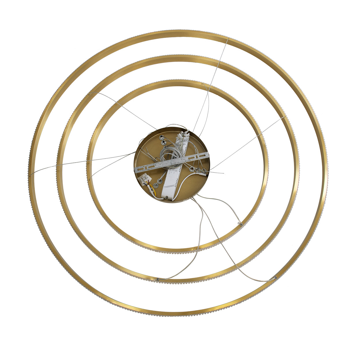 GloboStar® DIAMOND TRIO 61141-DECO Κρεμαστό Φωτιστικό Δαχτυλίδι-Κύκλος LED CCT 150W 18379lm 360° AC 220-240V - Εναλλαγή Φωτισμού μέσω Τηλεχειριστηρίου All In One Ψυχρό 6000k+Φυσικό 4500k+Θερμό 2700k Dimmable Φ60+80+100cm - Χρυσό Βούρτσας - 3 Years Warrant - ledmania.gr